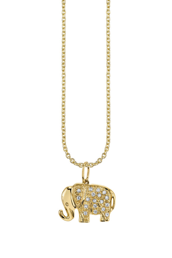Sydney Evan 18K Yellow Gold Elephant Charm Necklace