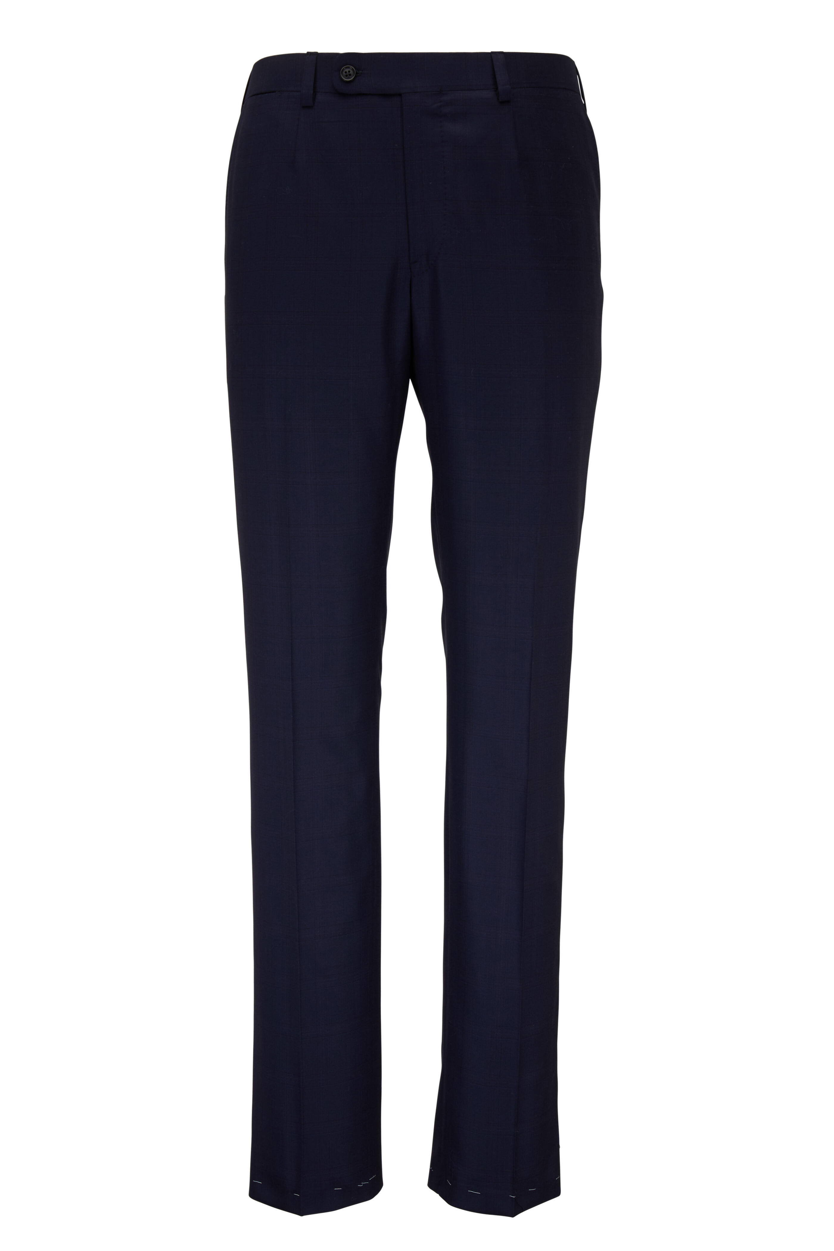 Oxxford Clothes - Navy Blue Windowpane Wool Suit