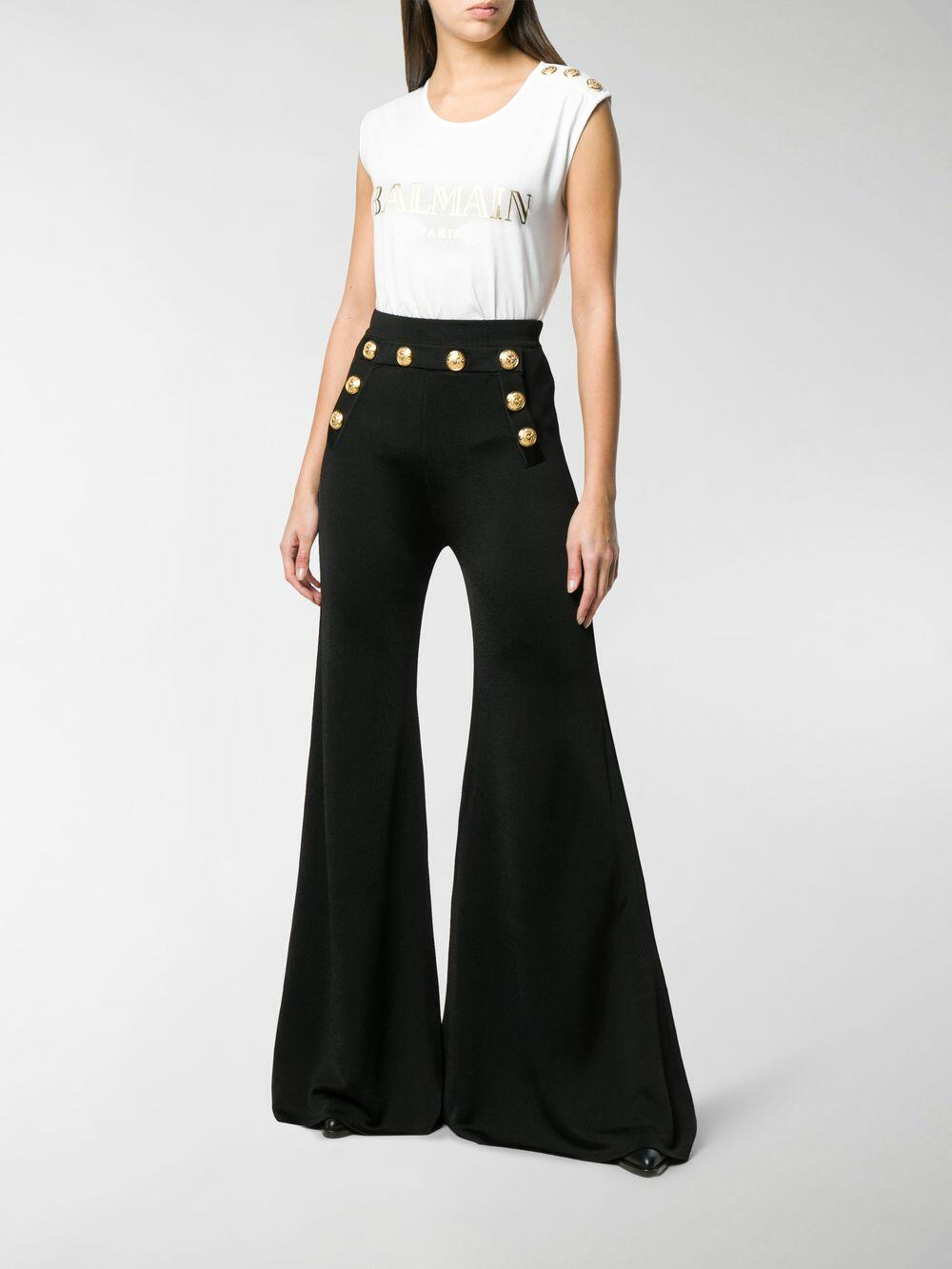 Balmain - White Foil Logo Shoulder Button T-Shirt