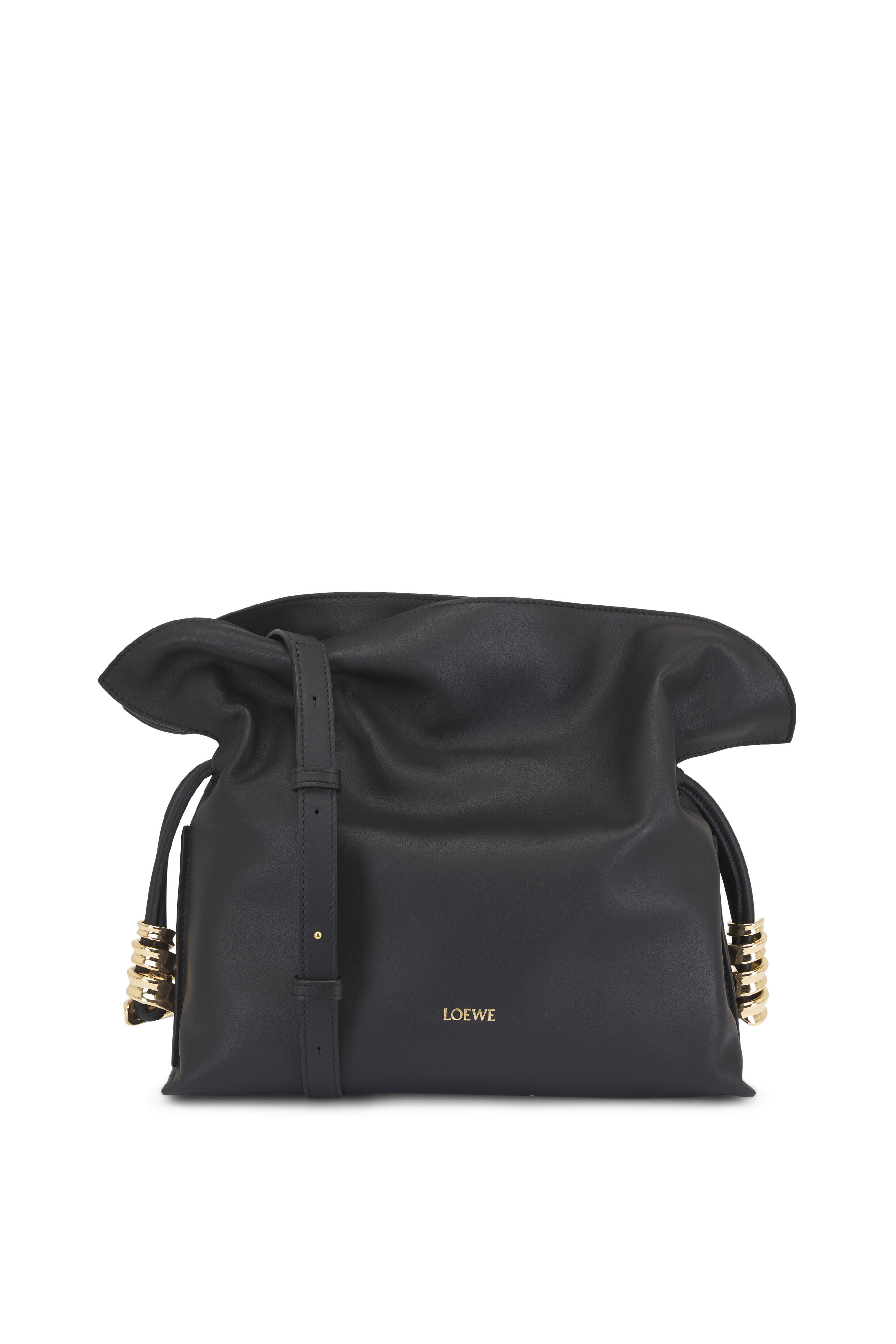 Loewe - Medium Coil Flamenco Black Leather Clutch