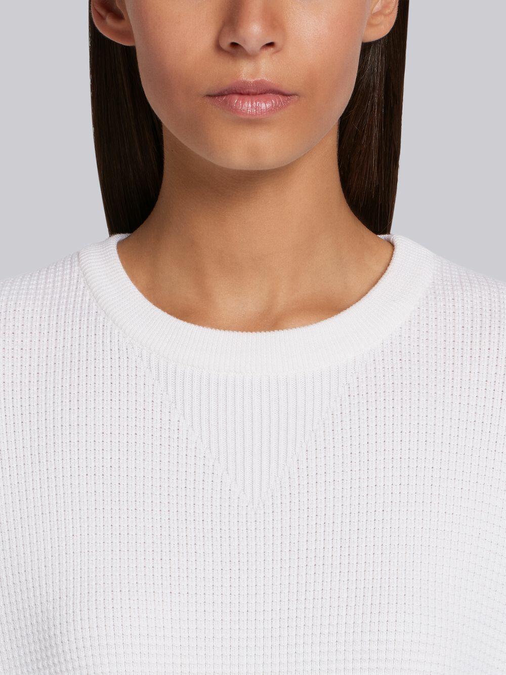 Thom Browne - White Wool Boxy Crop Sweater