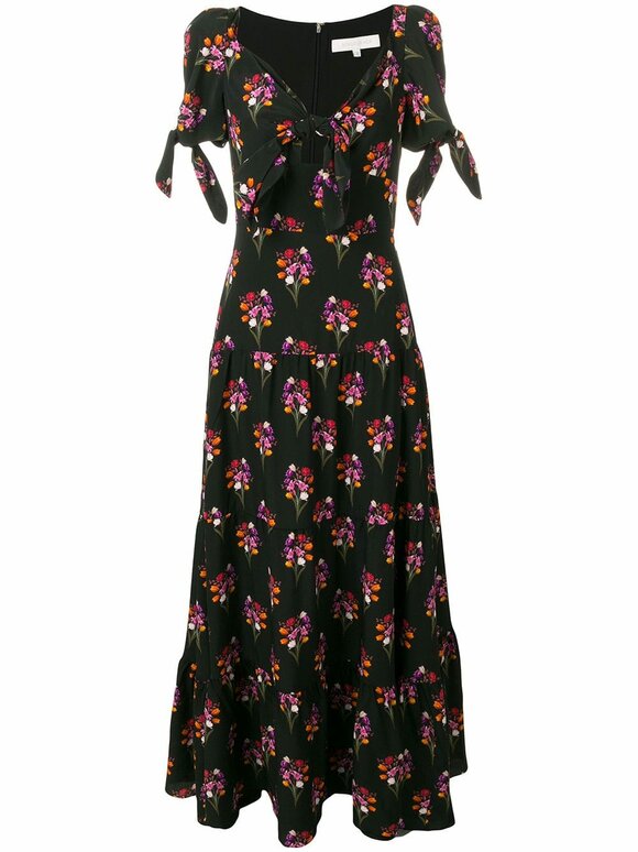 Borgo De Nor - Ophelia Black Silk Floral Printed Maxi Dress