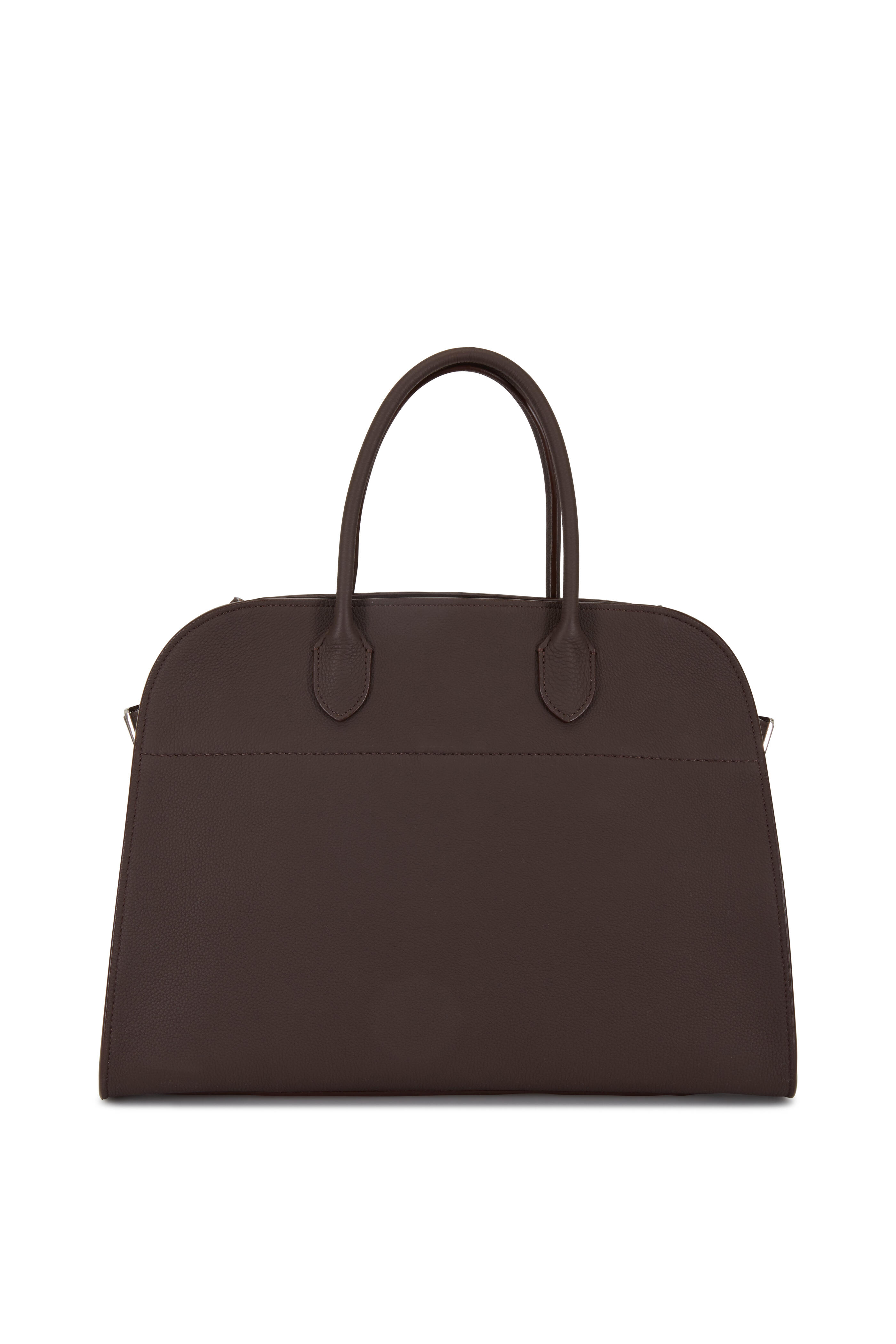 The Row - Margaux 15 Raisin Grained Leather Large Tote