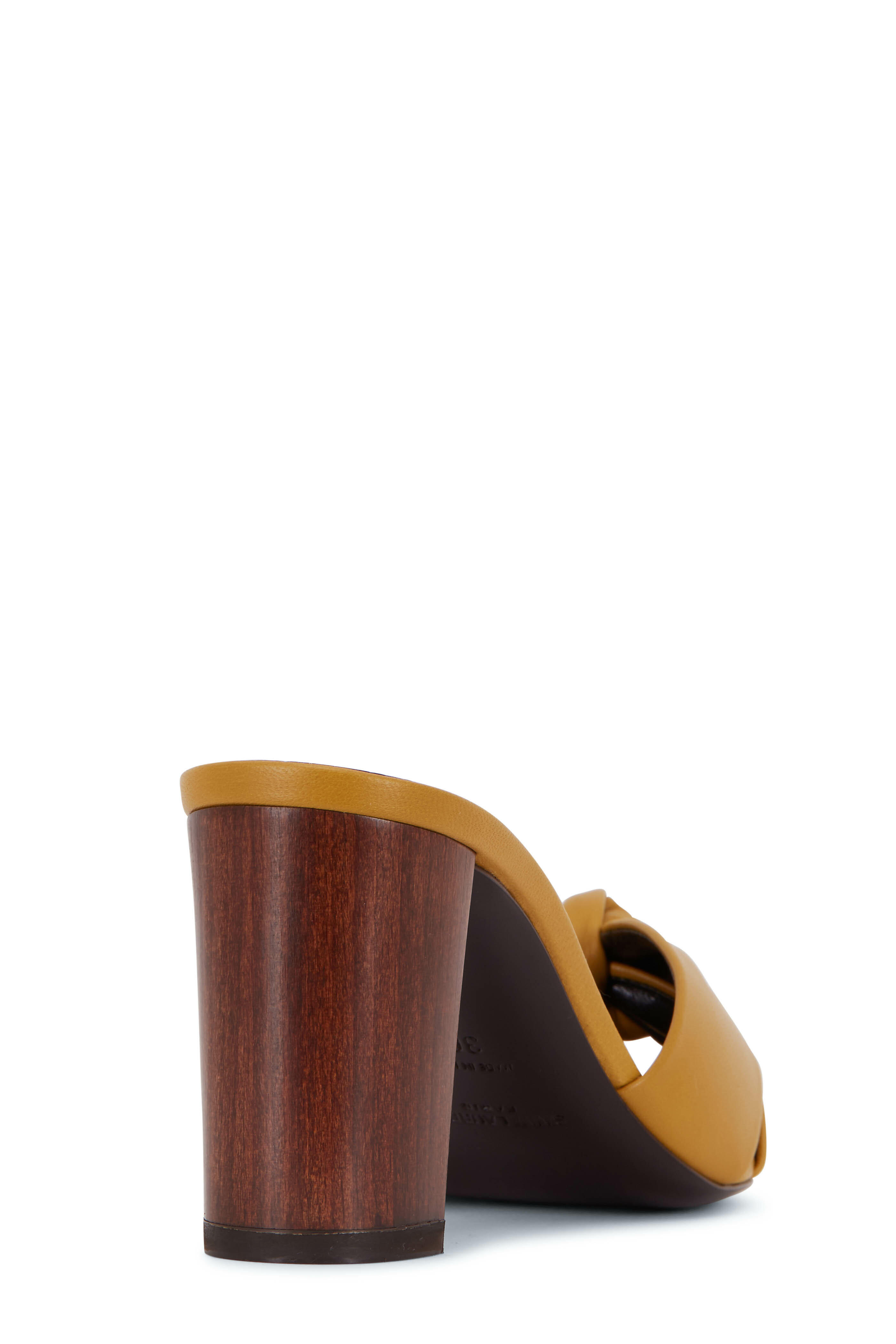 Saint Laurent - Safari Yellow Leather Knot Block Heel Mule, 75mm