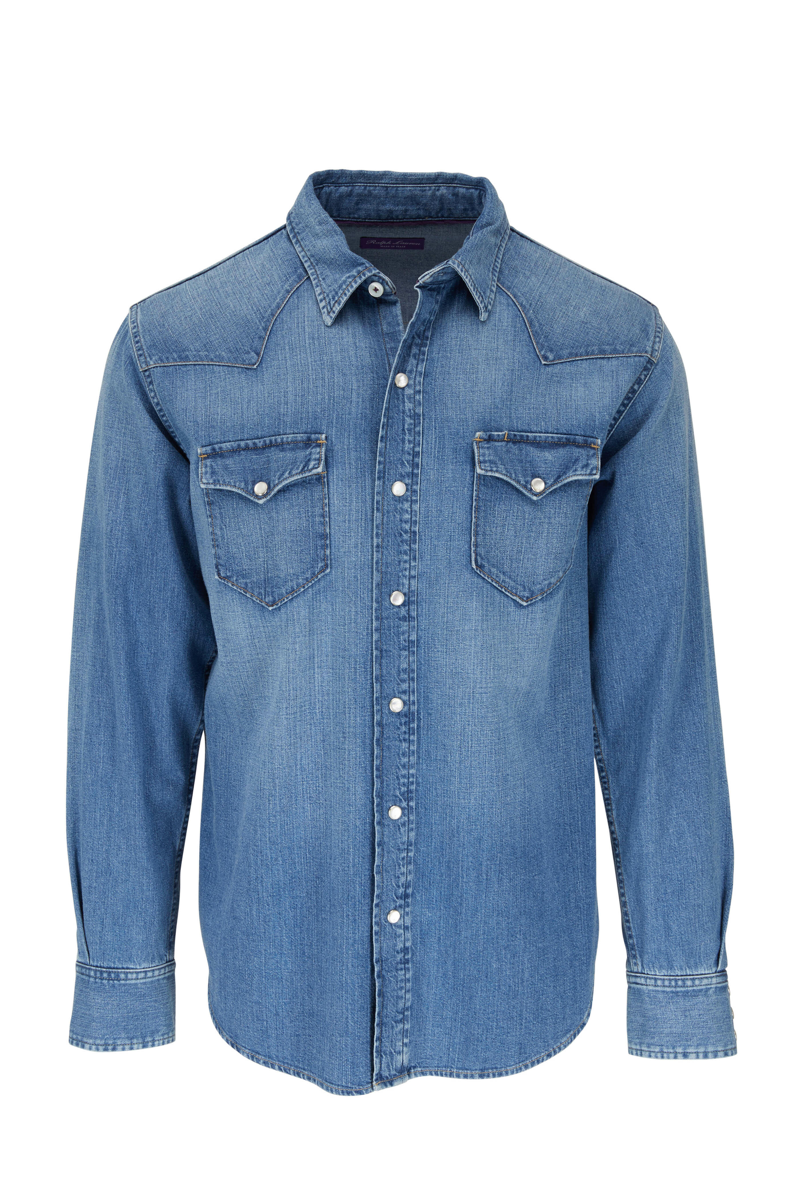 Purple Label Ralph Lauren Indigo Denim Western Shirt - ShopStyle