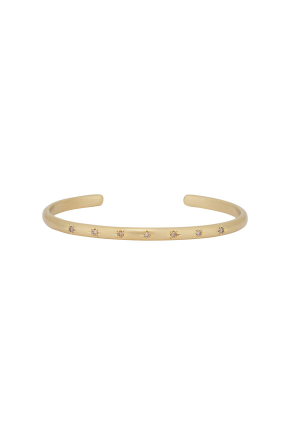 Caroline Ellen 18k Yellow Gold Diamond Narrow Cuff Bracelet - view 1