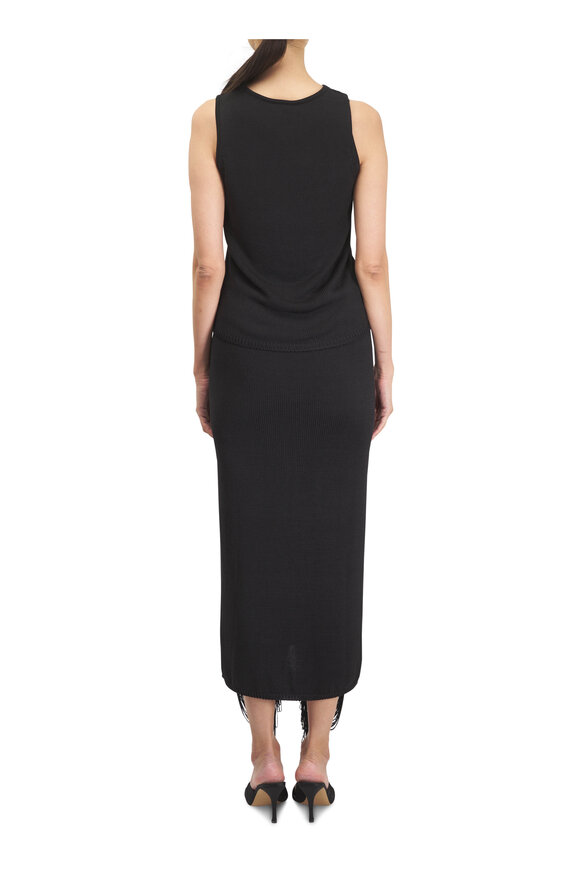 Akris Black Draped Fringe Midi Skirt - view 4