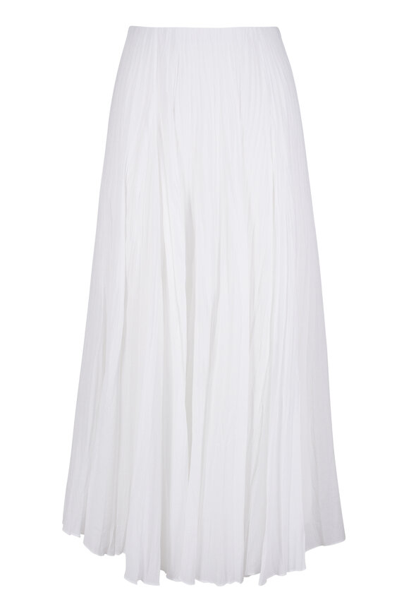 Vince Off White Crinkled Plissé Maxi Skirt