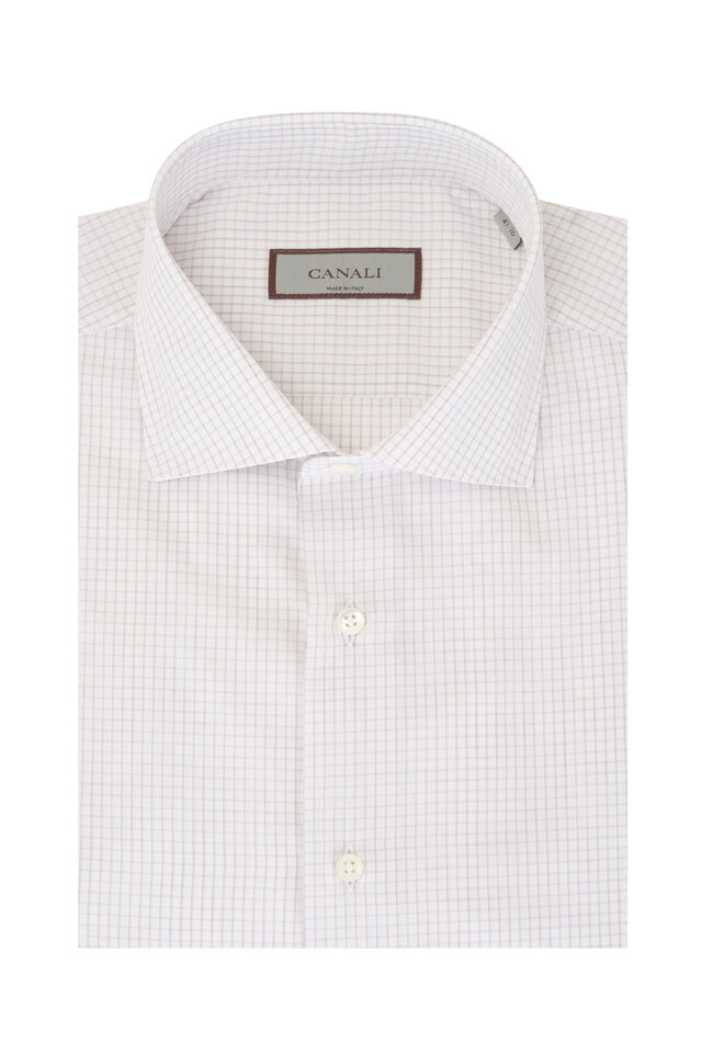 Canali - Blue & White Stripe Cotton Dress Shirt | Mitchell Stores