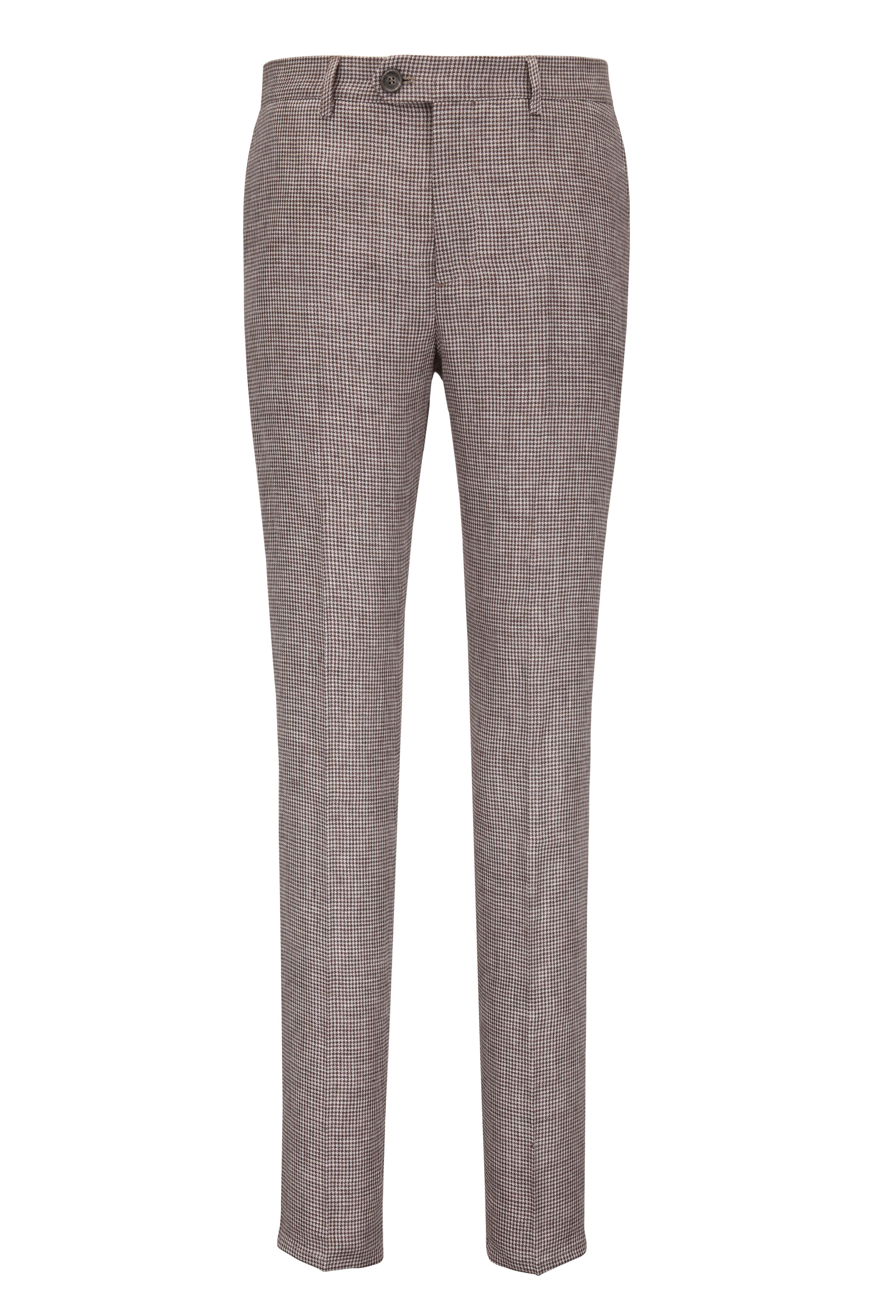 Brunello Cucinelli - Brown Linen Houndstooth Pant
