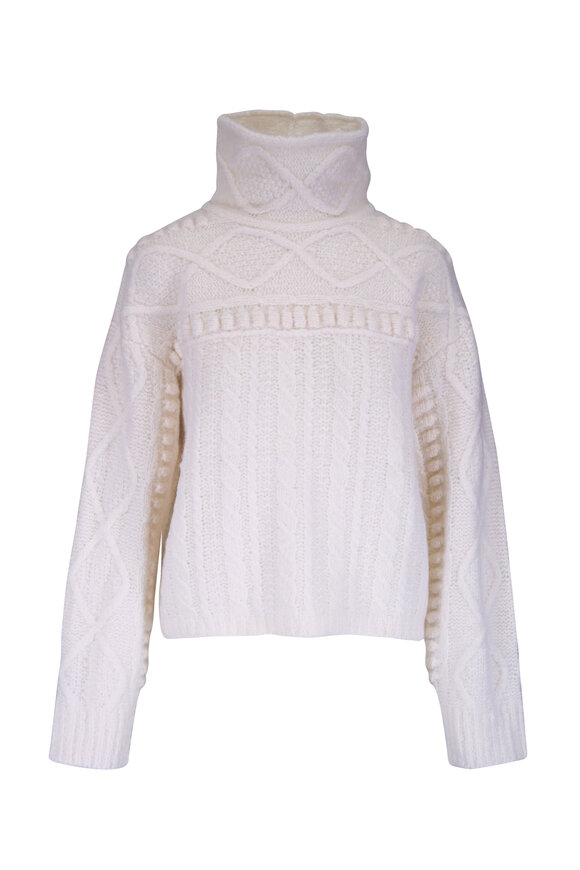 Guest in Residence Super Cloud Cream Cable Knit Turtleneck - view 1