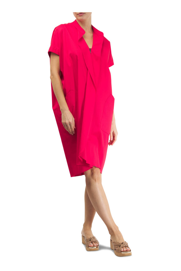 Zero + Maria Cornejo - Fin Gaban Red Cotton Broadcloth Dress