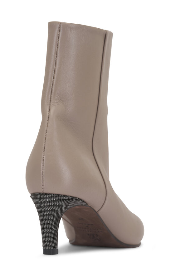Brunello Cucinelli City Taupe Leather Ankle Boot, 55mm - view 7
