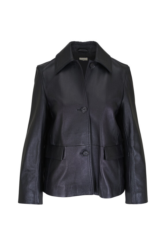 Totême Black Grained Leather Jacket - view 1