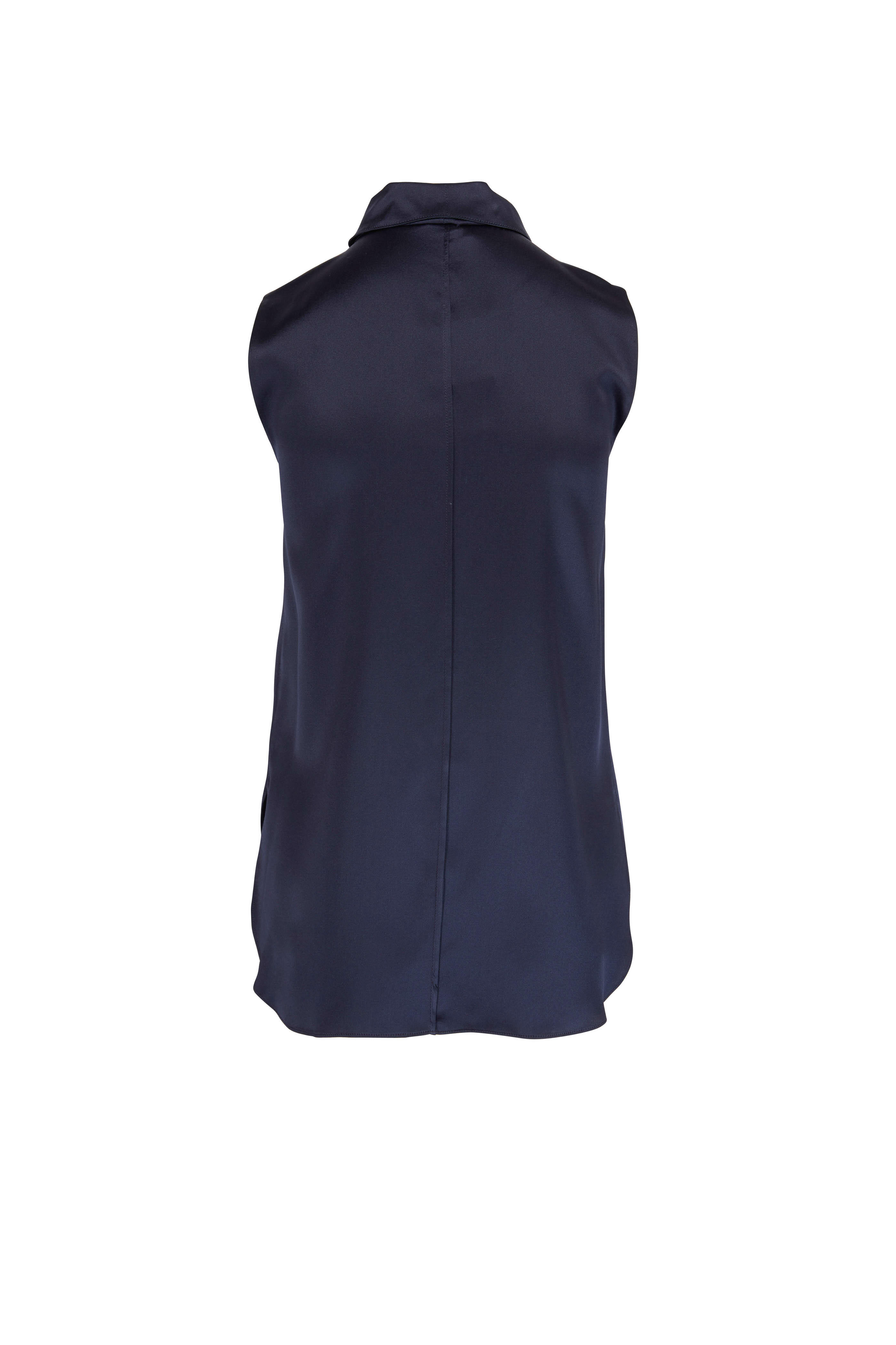 Adam Lippes - Navy Silk Cowl Neck Blouse