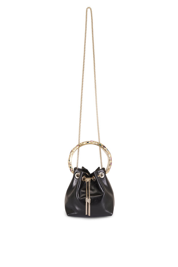 Jimmy Choo Bon Bon Black & Gold Leather Top Handle Bag - view 1
