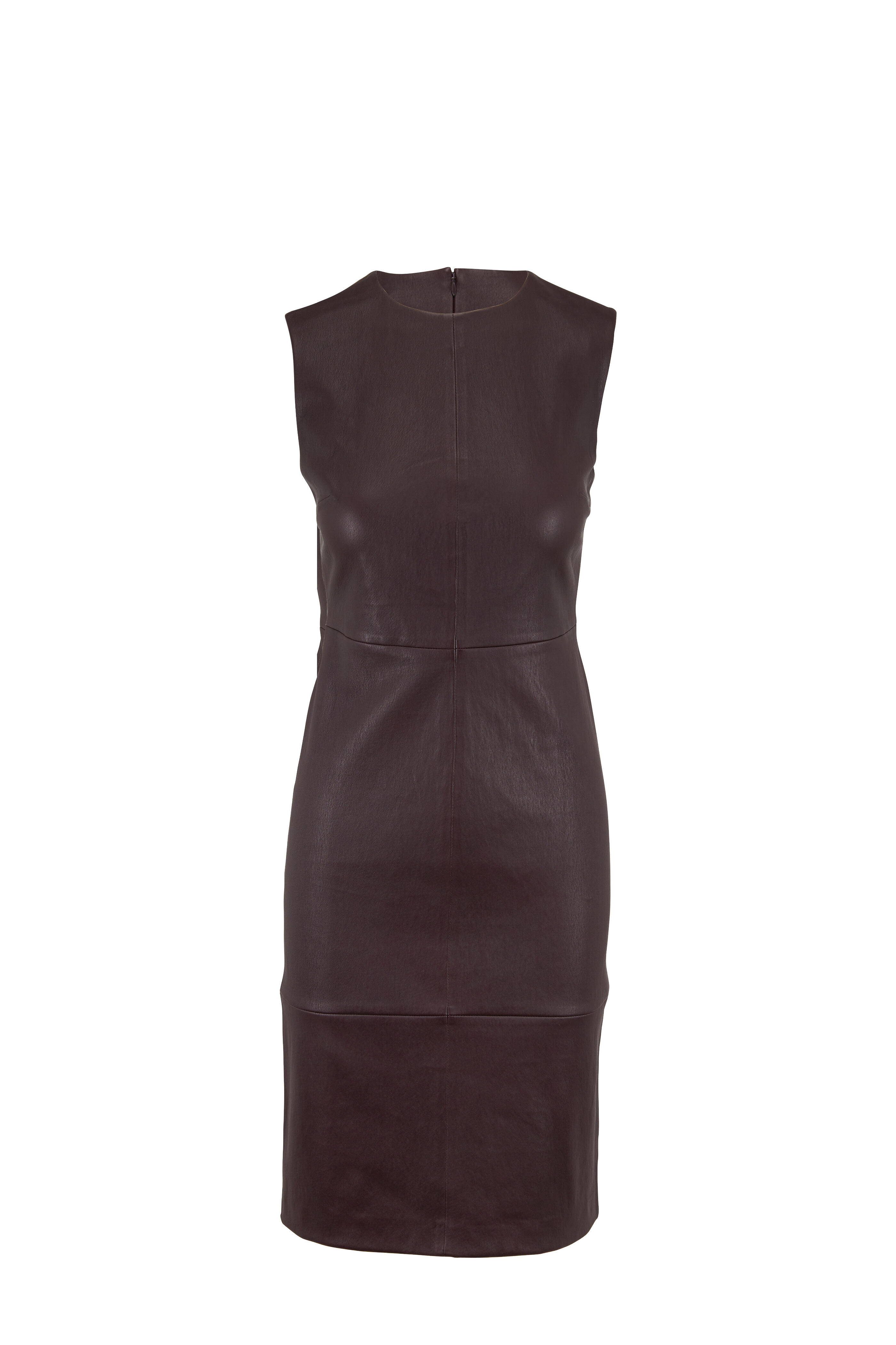 Vince - Dahlia Wine Sleeveless Leather Dress