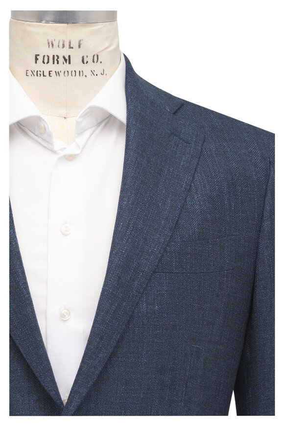 Atelier Munro Dark Teal Tonal Wool & Silk Sportcoat