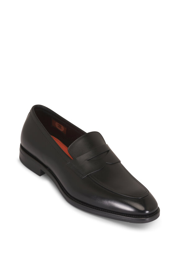Santoni Gregor Black Leather Loafer - view 1