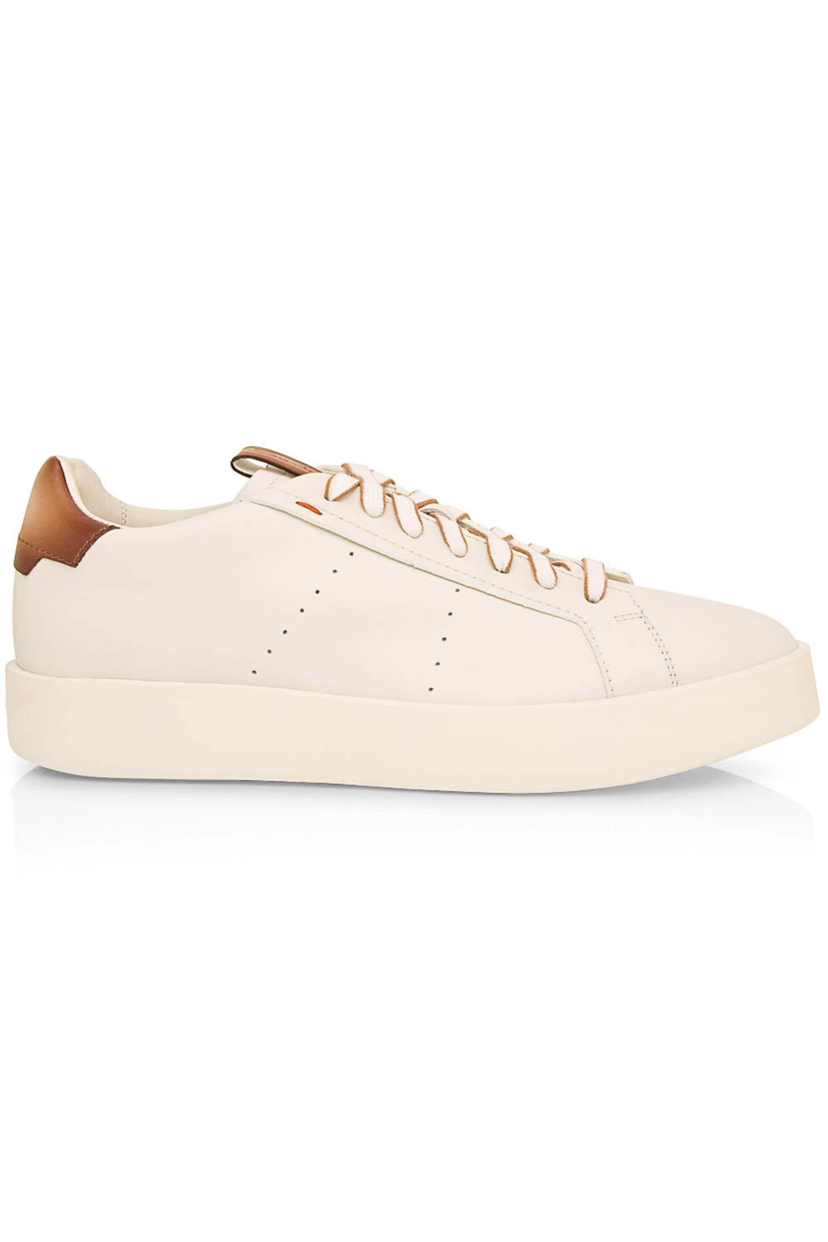 Santoni - Part Leather Sneaker in White