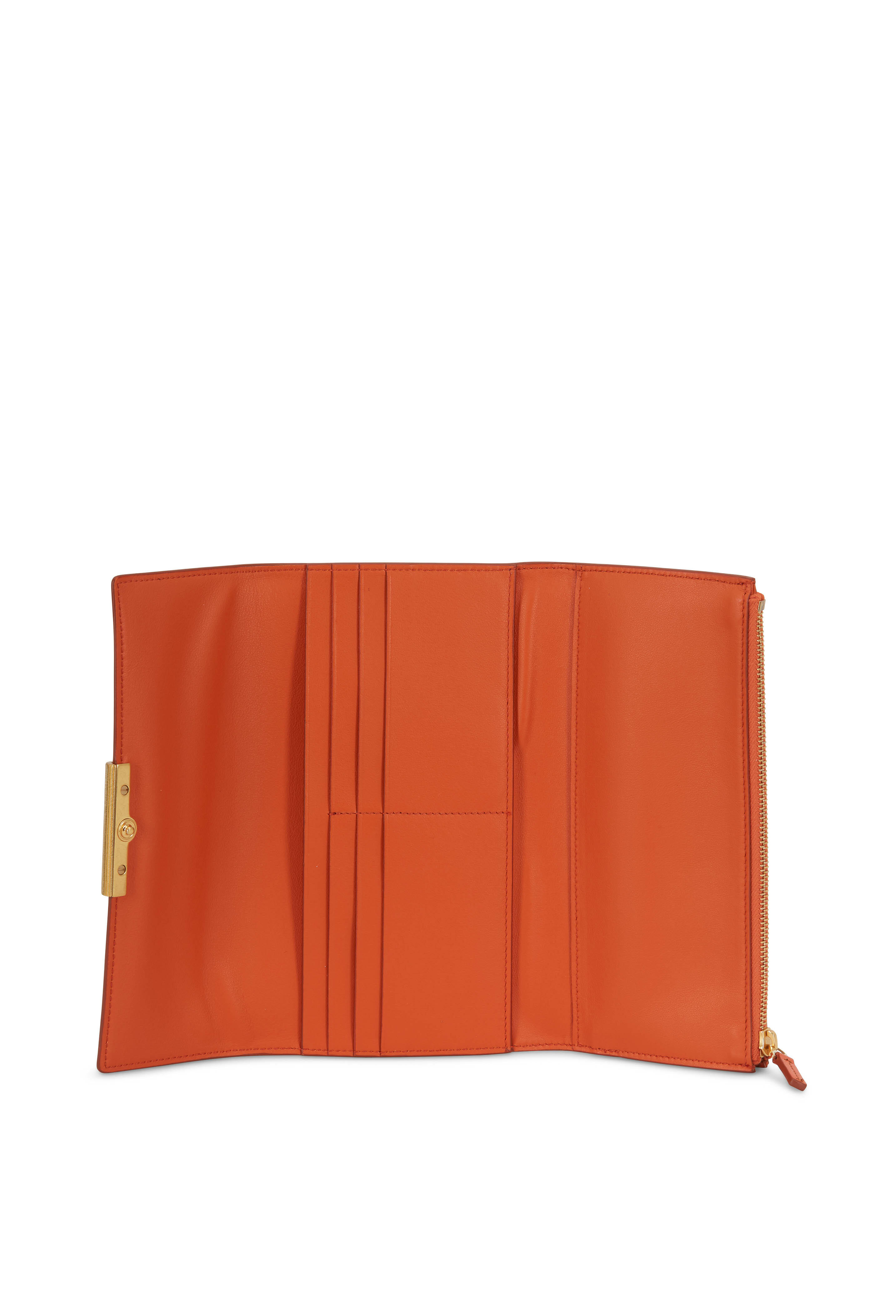 Bottega Veneta - Burnt Orange Leather Continental Wallet