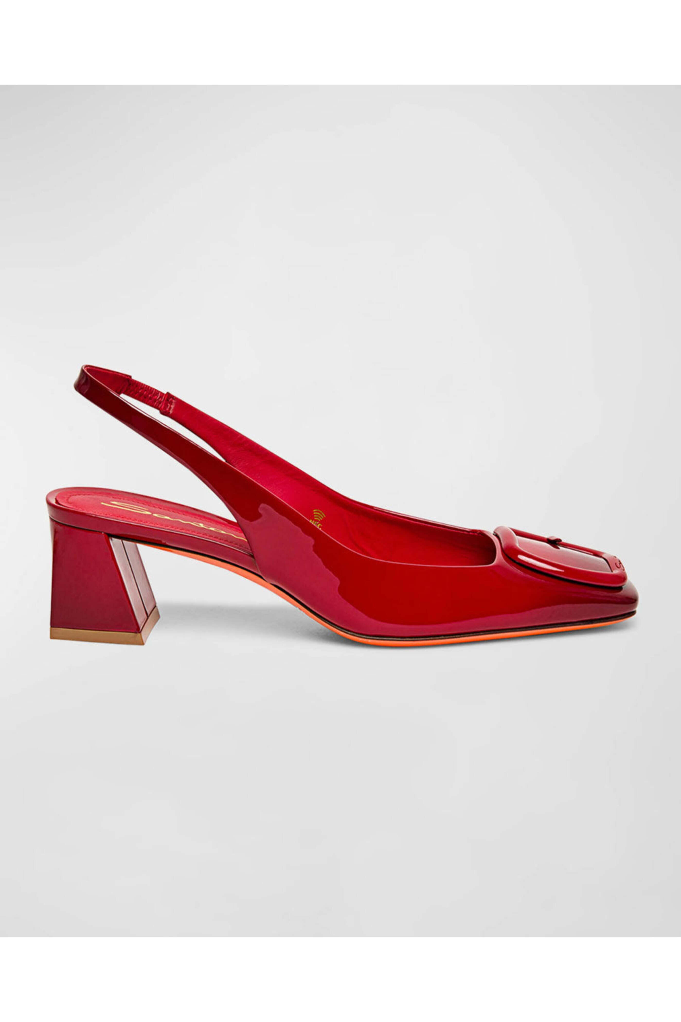 Santoni - Lemon Slingback Low Block Heel in Red | Mitchell