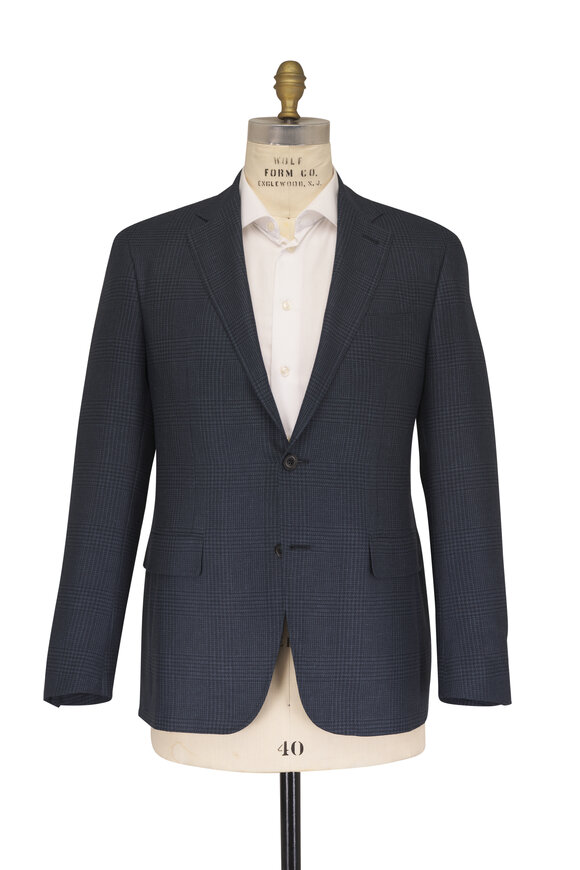 Canali Teal & Navy Blue Plaid Sportcoat - view 4