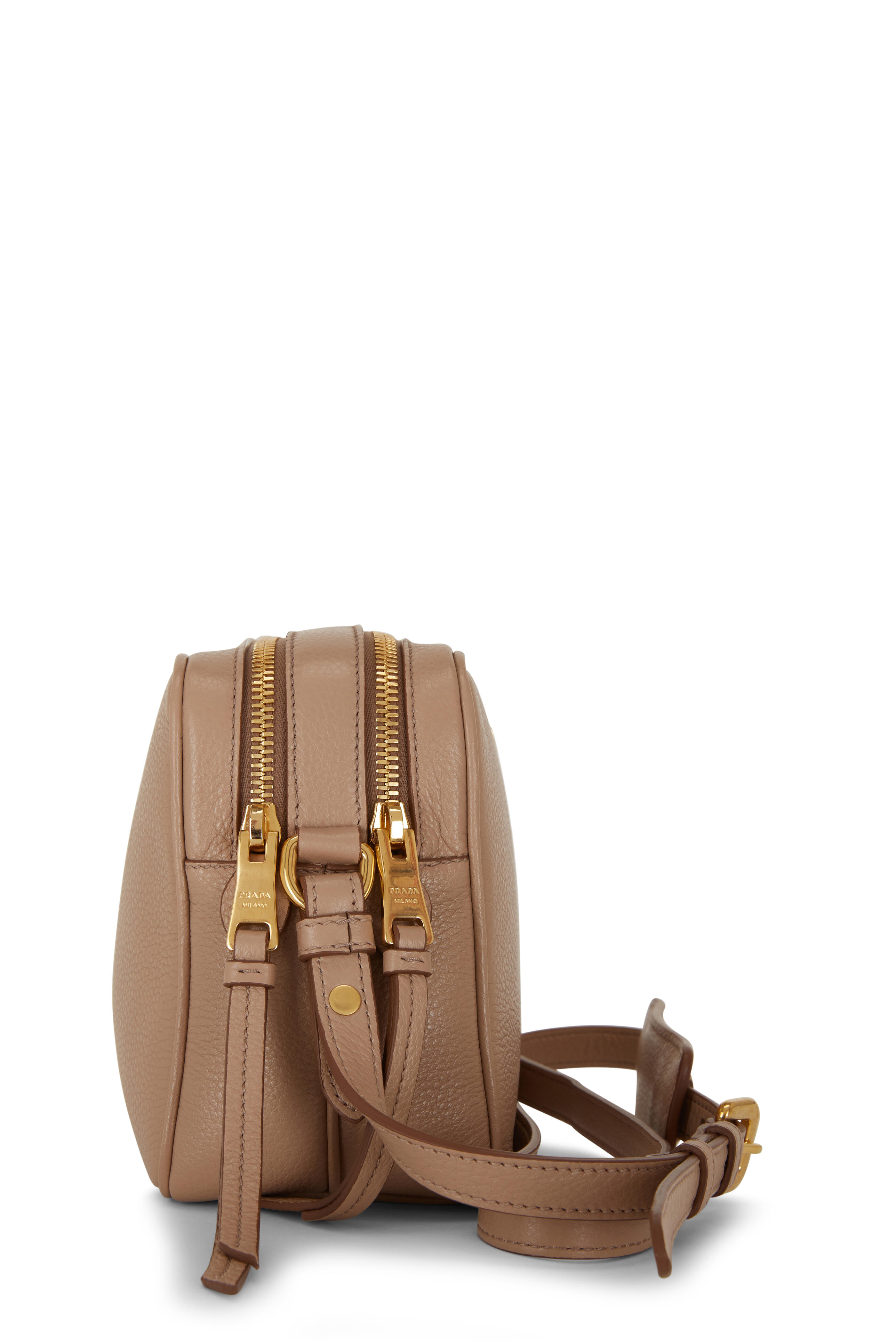 Prada - Cammeo Grained Leather Double Zip Crossbody