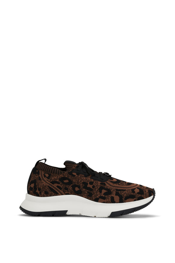 Gianvito Rossi - Glover Leopard Print Knit Sneaker