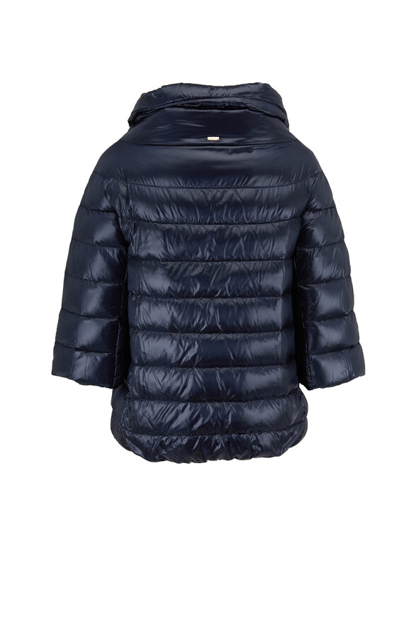 Herno Classic Navy Three-Quarter Sleeve Puffer Jacket - view 5