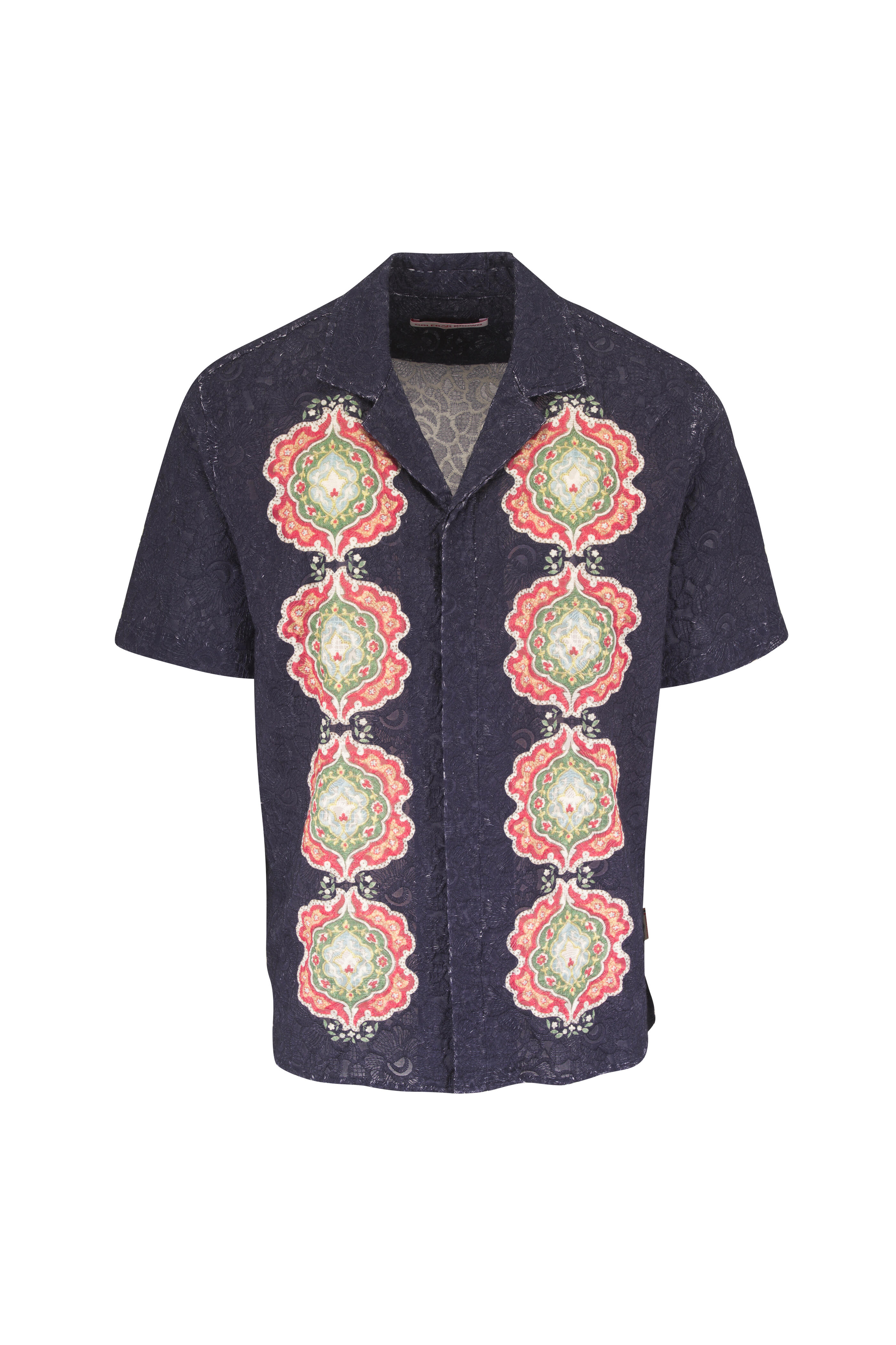 Orlebar Brown - Maitan Broderie Anglaise Navy Blue Sport Shirt