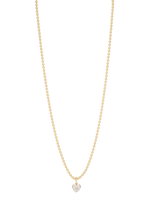 Sutra 18k Yellow Gold Diamond Bubble Heart Necklace - view 1
