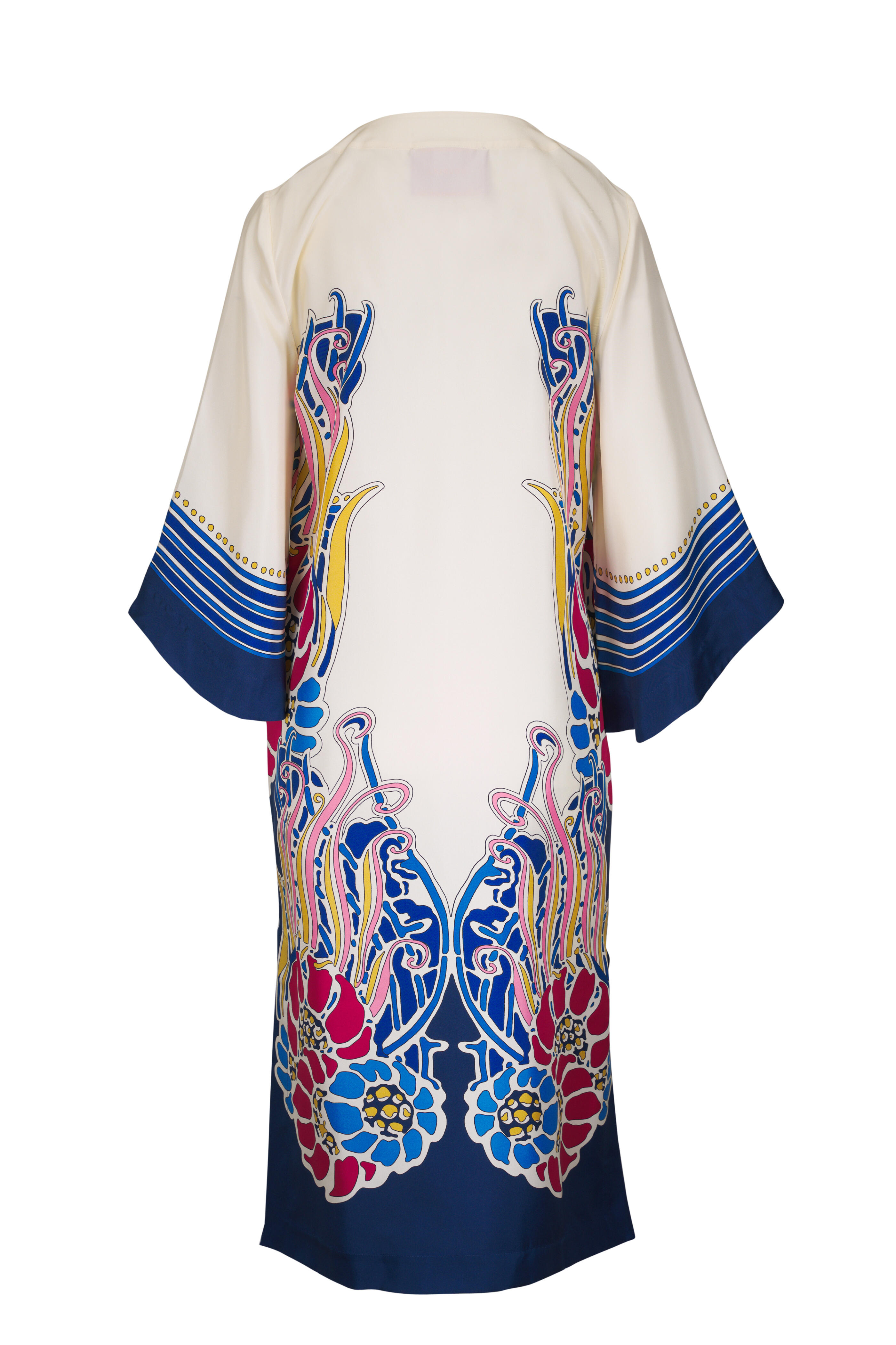 La DoubleJ - Navy Multicolor Silk Twill Kaftan