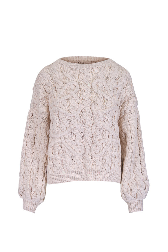 Loewe Anagram Ecru Cotton & Wool Sweater - view 1