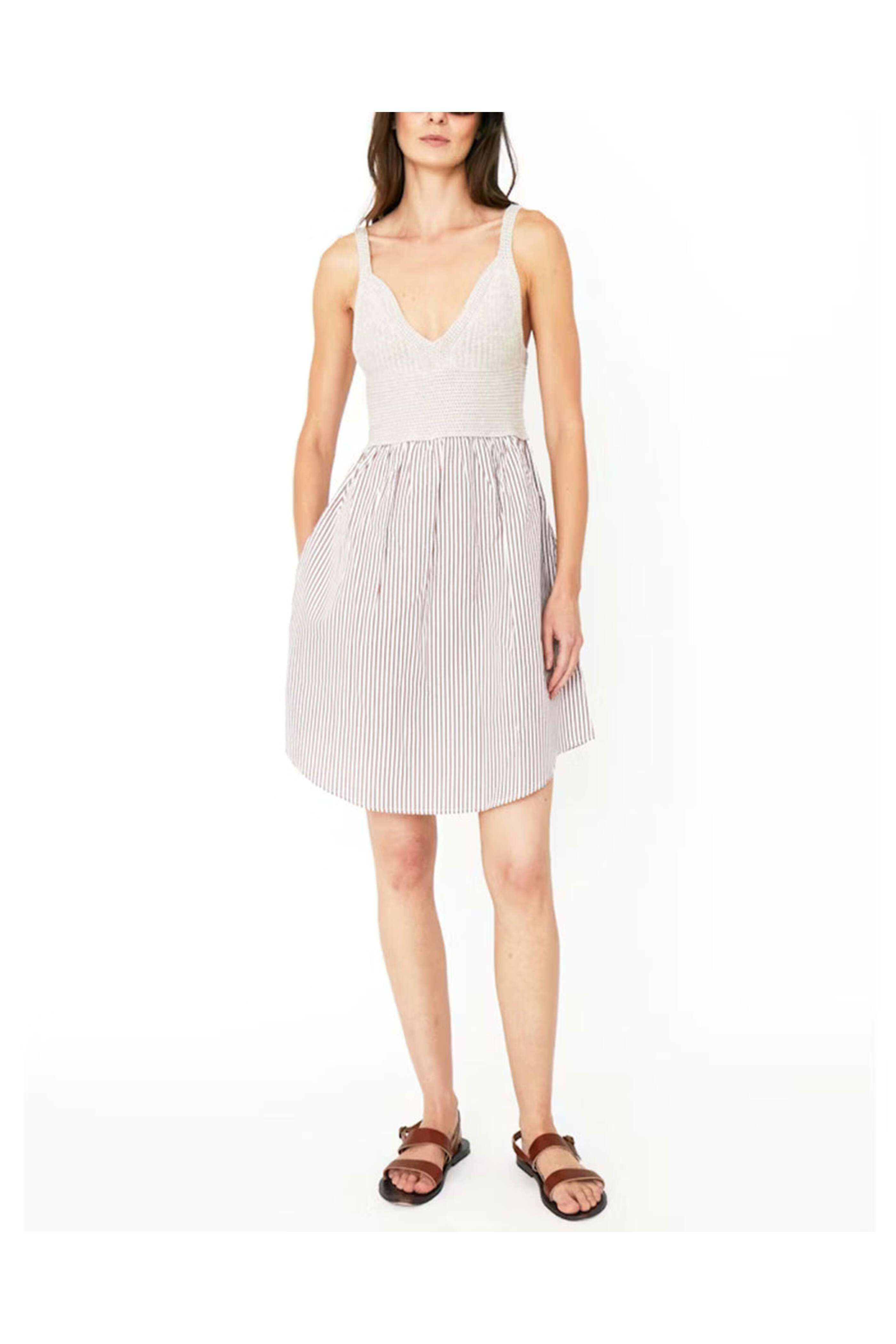 Kule - The Esmee Dress in Beige and White