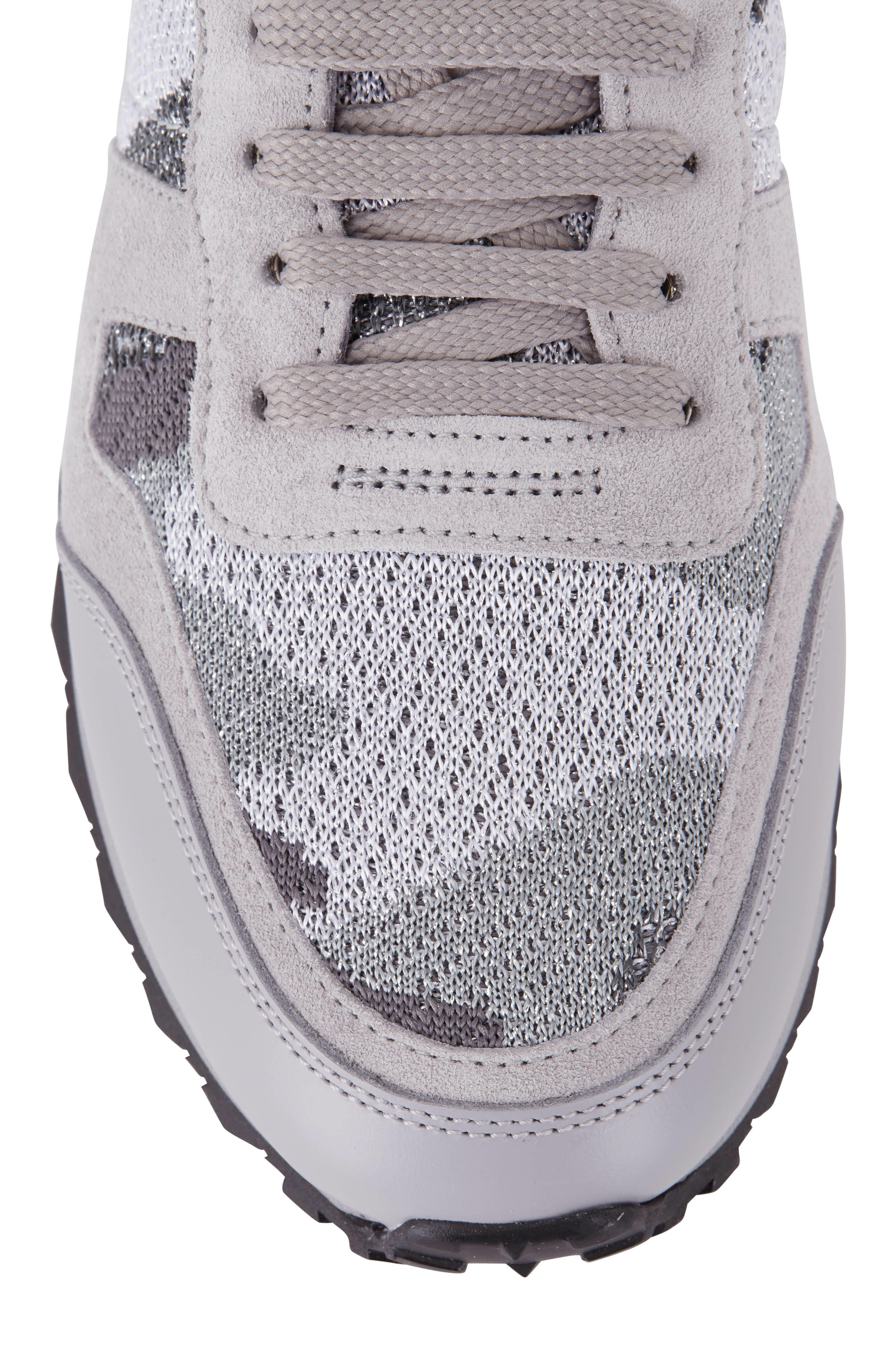 Valentino Garavani - White & Dark Gray Camo Knit Sneaker
