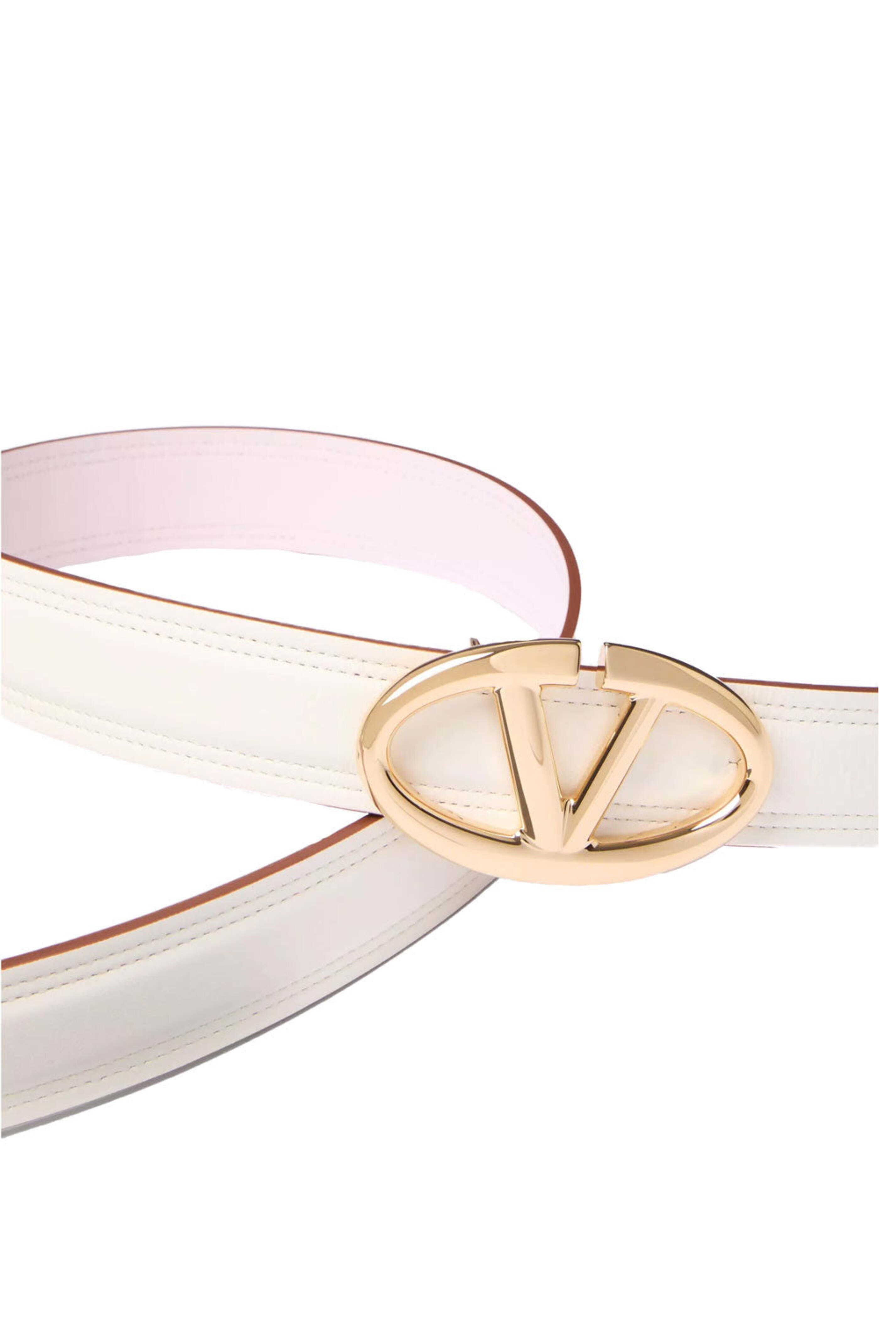 Valentino Garavani - VLogo Moon Ivory & Mauve Reversible Belt