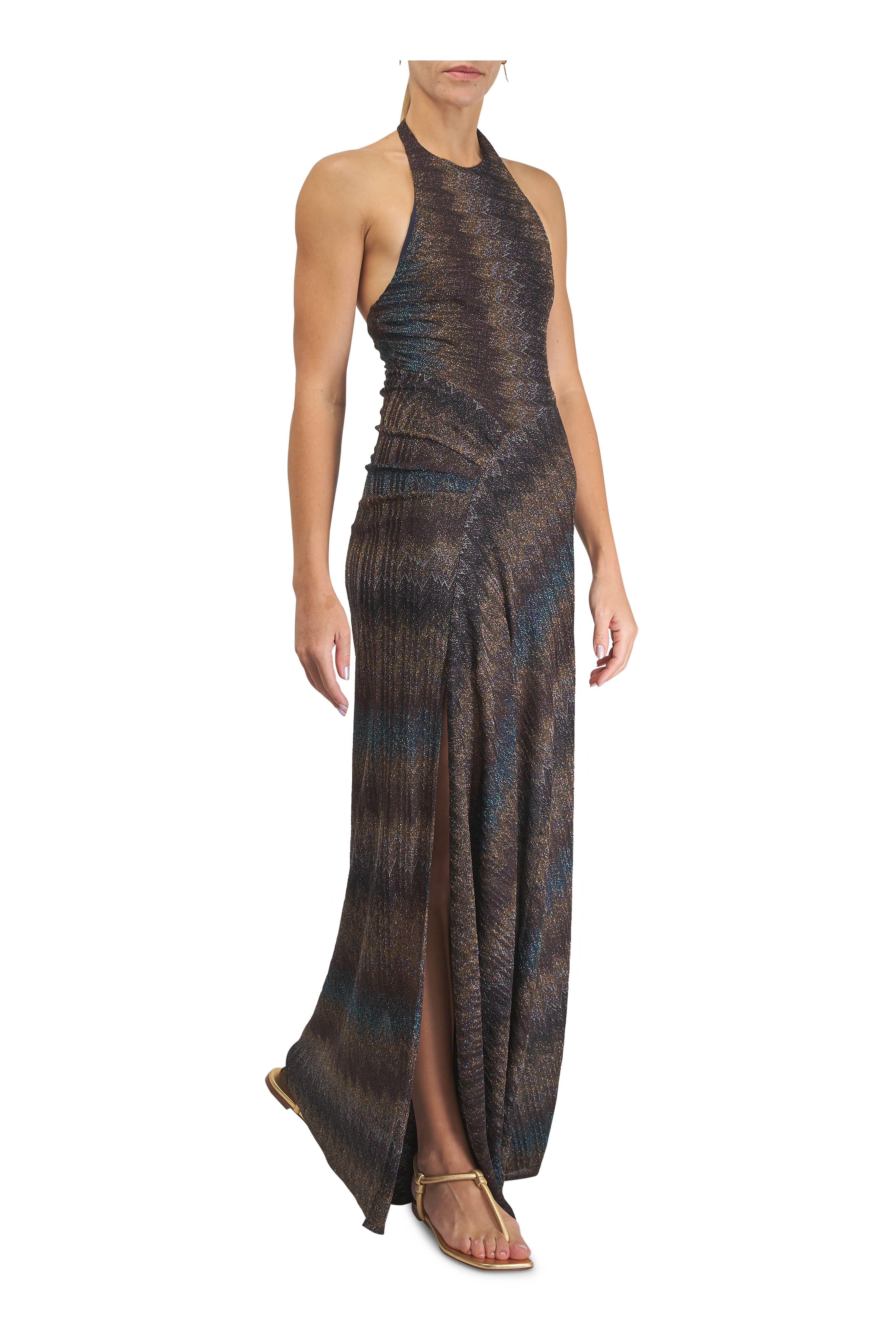 Missoni - Navy Blue Metallic Halter Gown