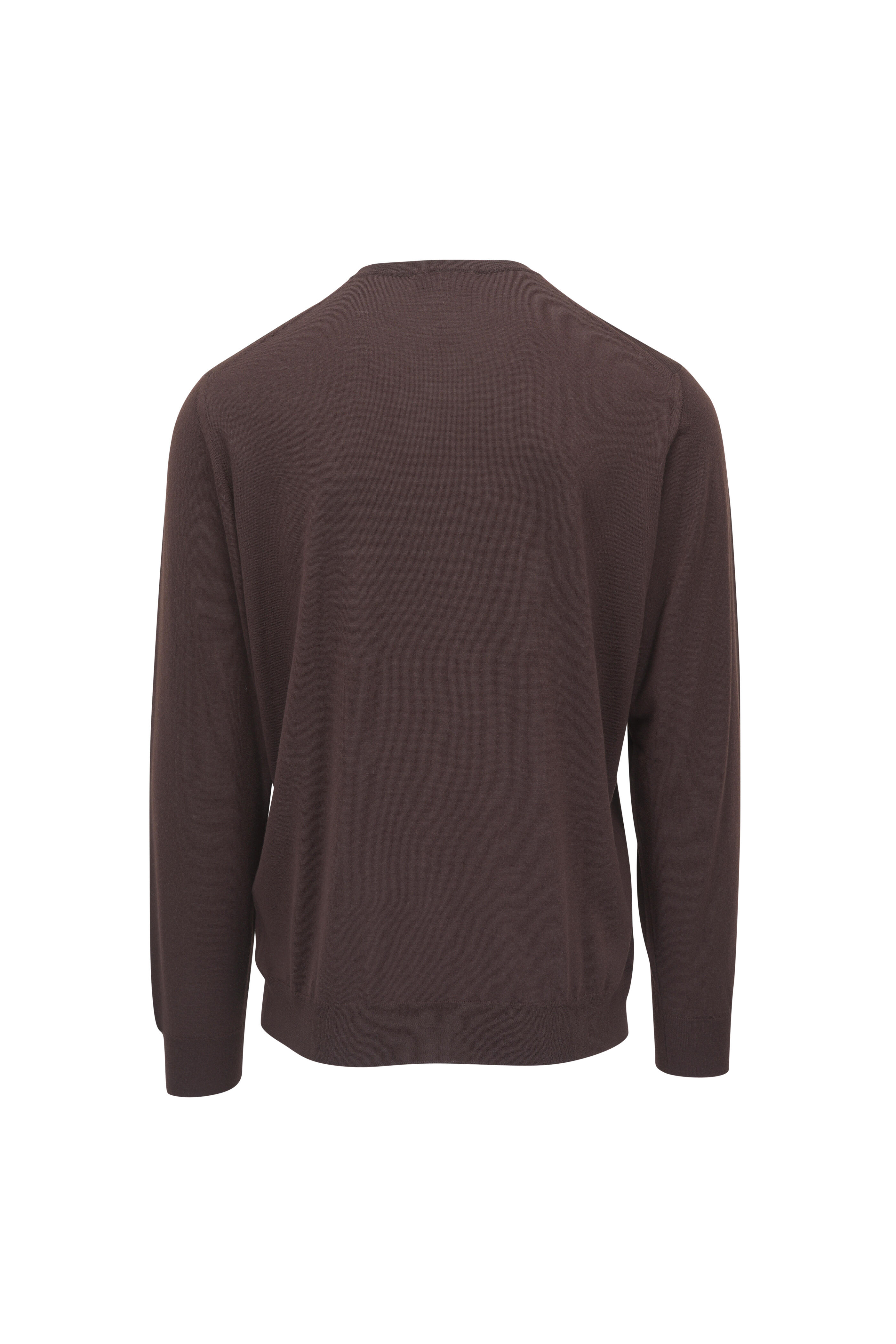 Fedeli - Super 140s Coffee Wool Crewneck Shirt