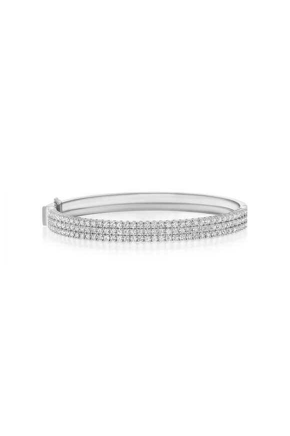 Melissa Kaye 18k White Gold Diamond Lenox Trip Cuff Bracelet - view 1