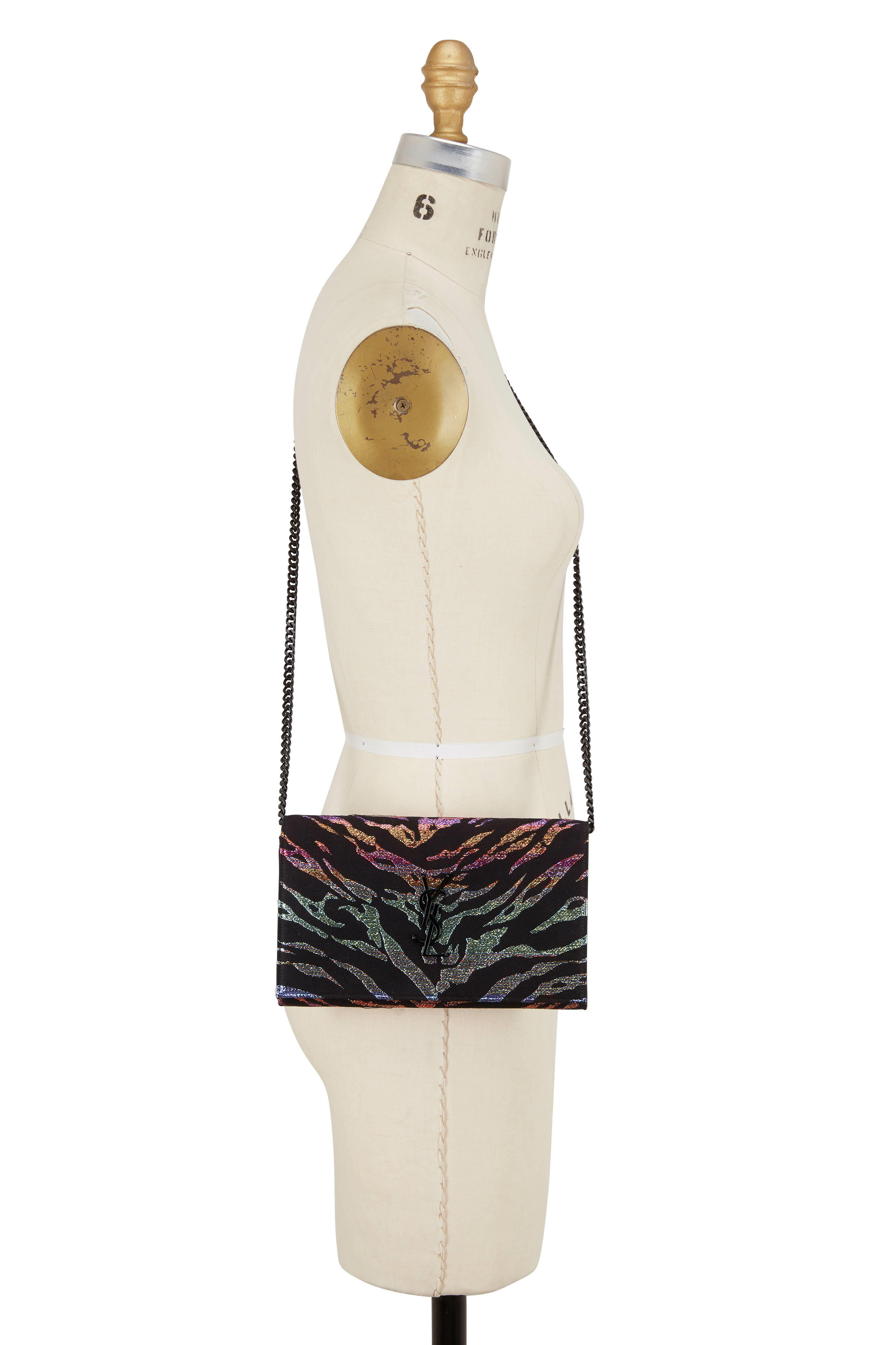 Saint Laurent - Kate Tiger Glitter Jacquard Canvas Chain Wallet