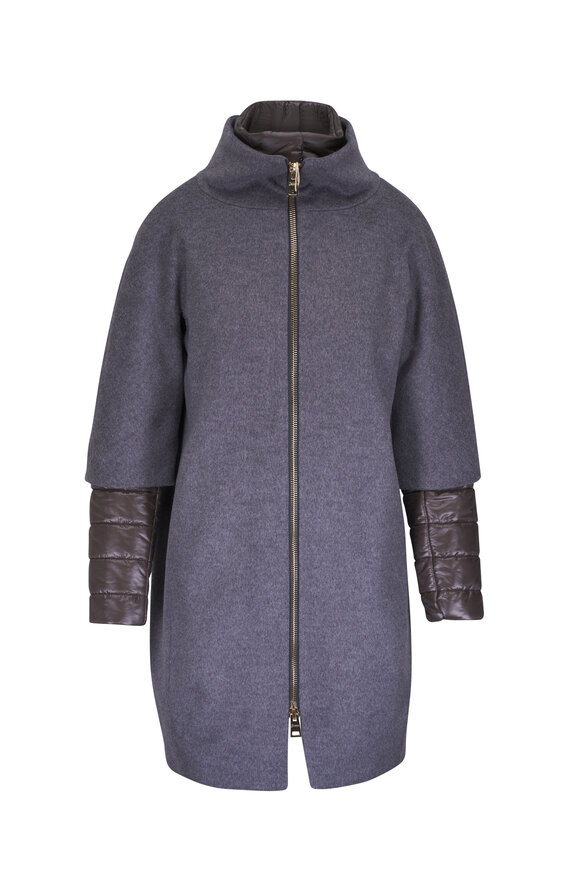 Herno - Gray Luxury Wool & Nylon Ultralight Cocoon Coat