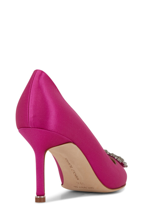 Manolo Blahnik - Hangisi Fuchsia Satin Pump, 70mm