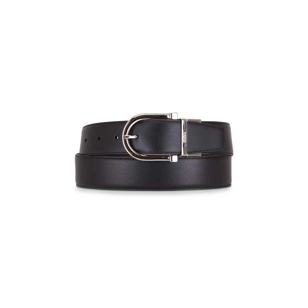 Zegna - Black & Brown Reversible Leather Belt | Mitchell Stores