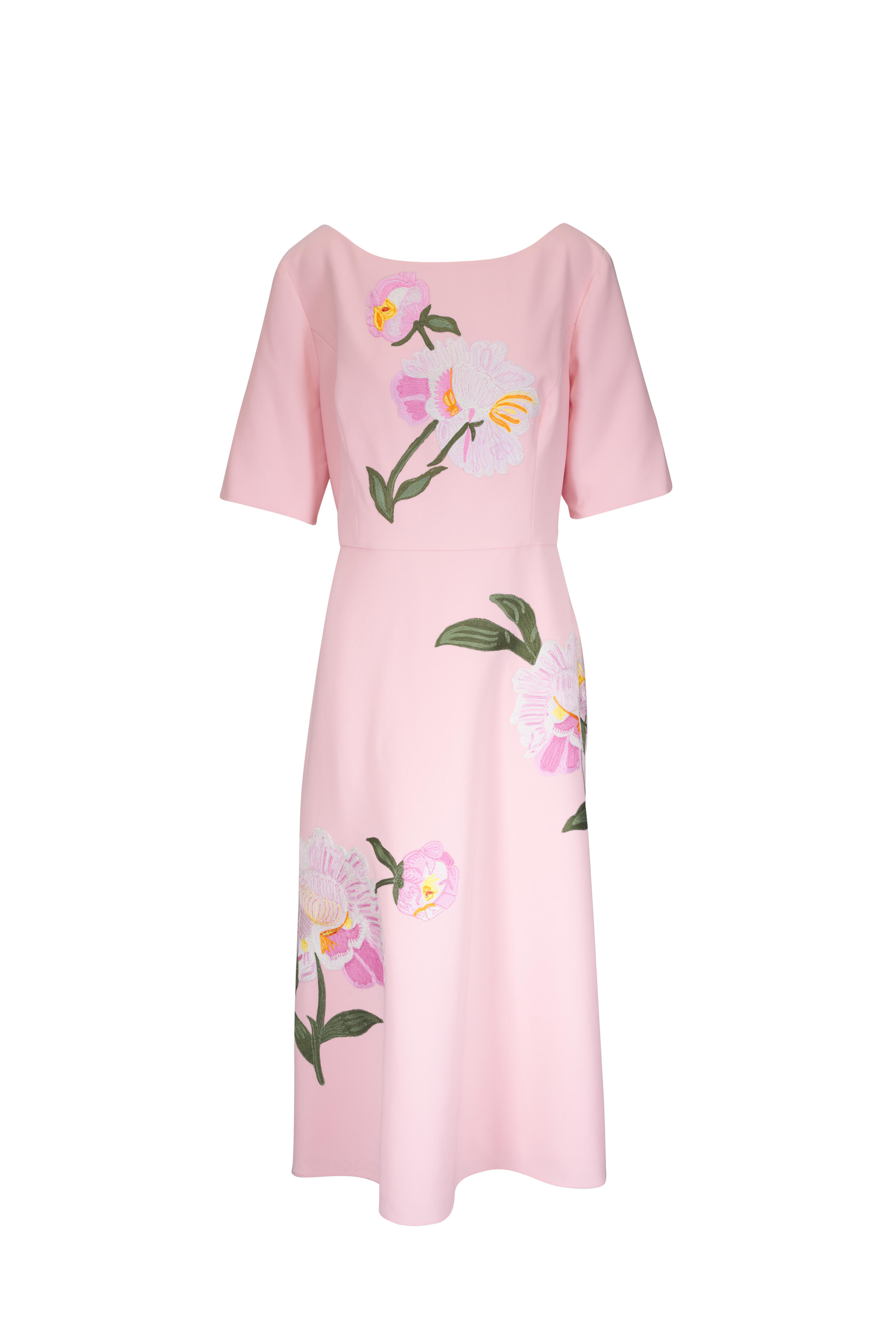 Carolina Herrera - Light Pink Floral Embroidered Gown