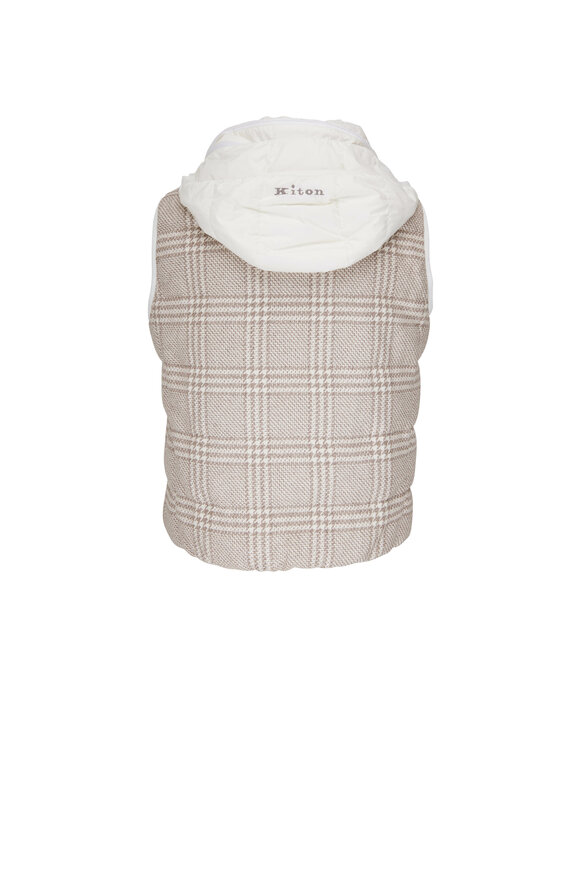 Kiton - Beige Check & White Reversible Down Vest