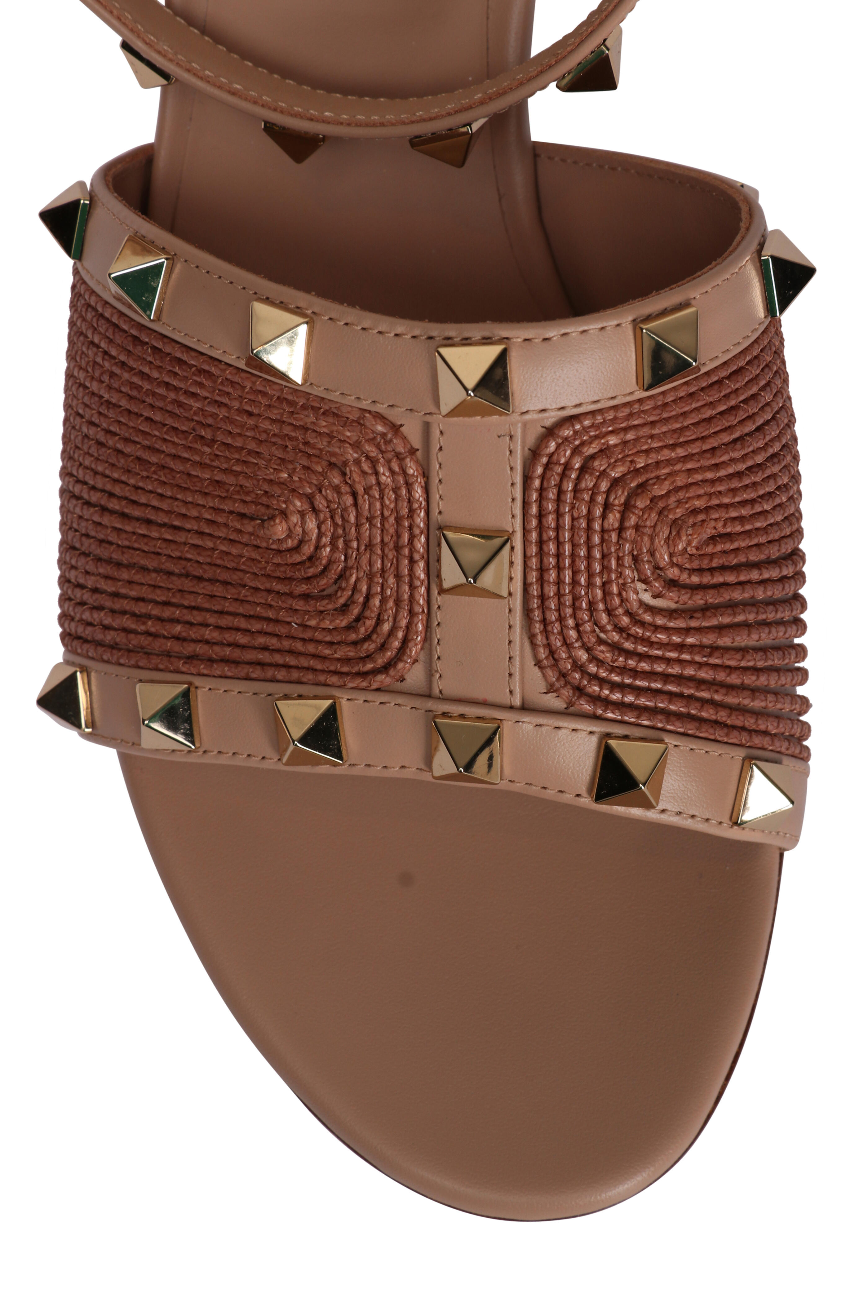 Valentino Garavani - Rockstud Embellished Raffia Sandals, 60mm