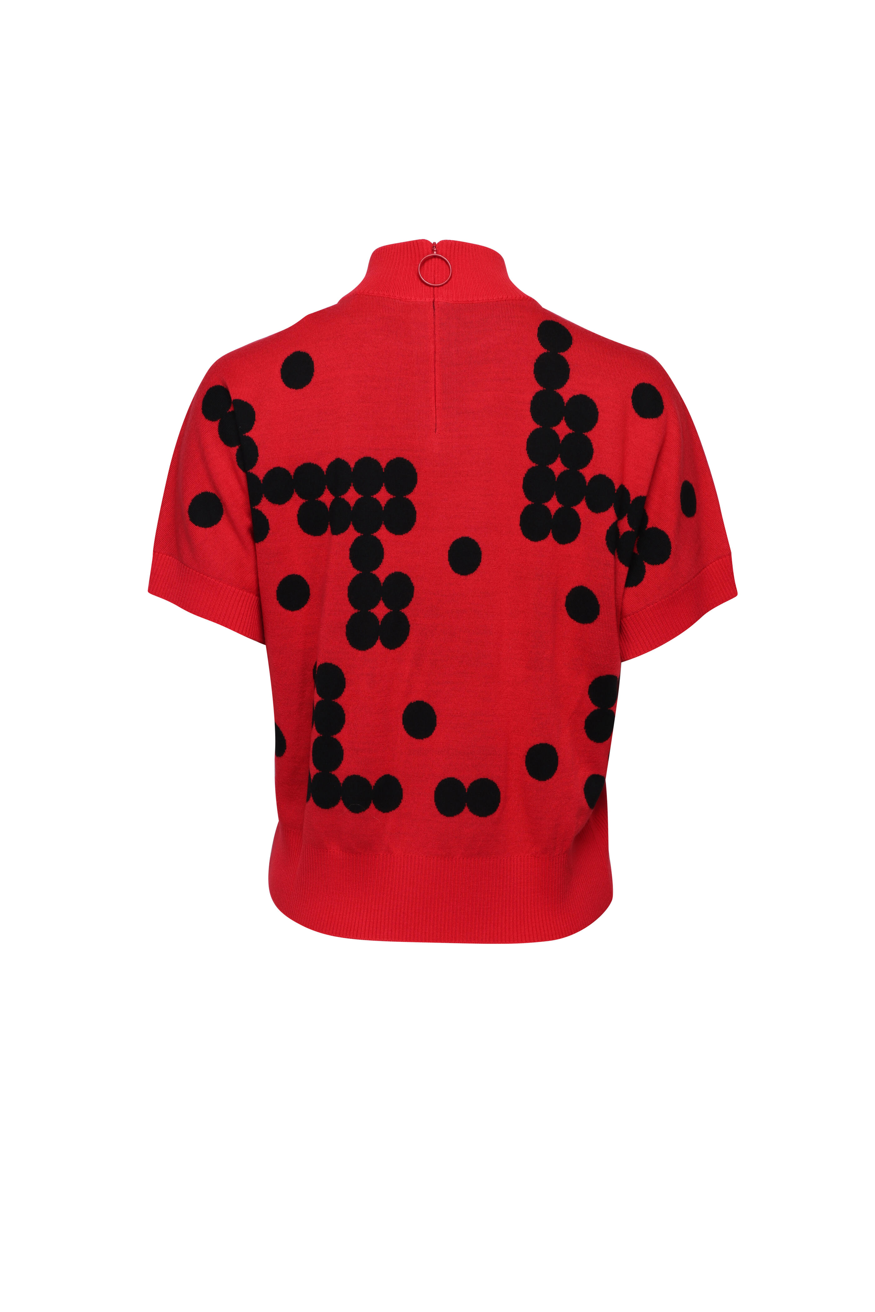 Akris Punto - Vermillion & Black Dot Sweater