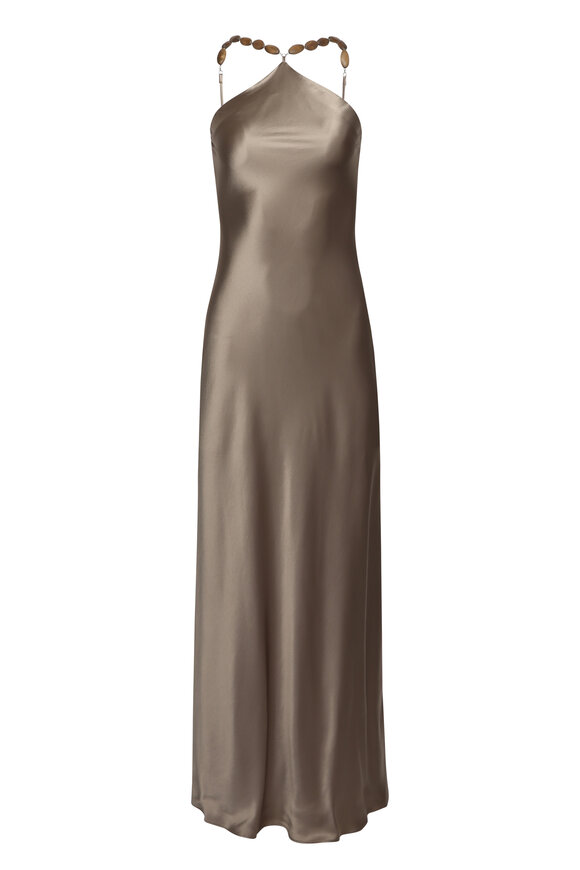 新品未使用 ESTNATION TOTÊME Amaya V-NeckDress Totême - Silver V-Neck Brocade Midi Dress | Mitchell Stores
