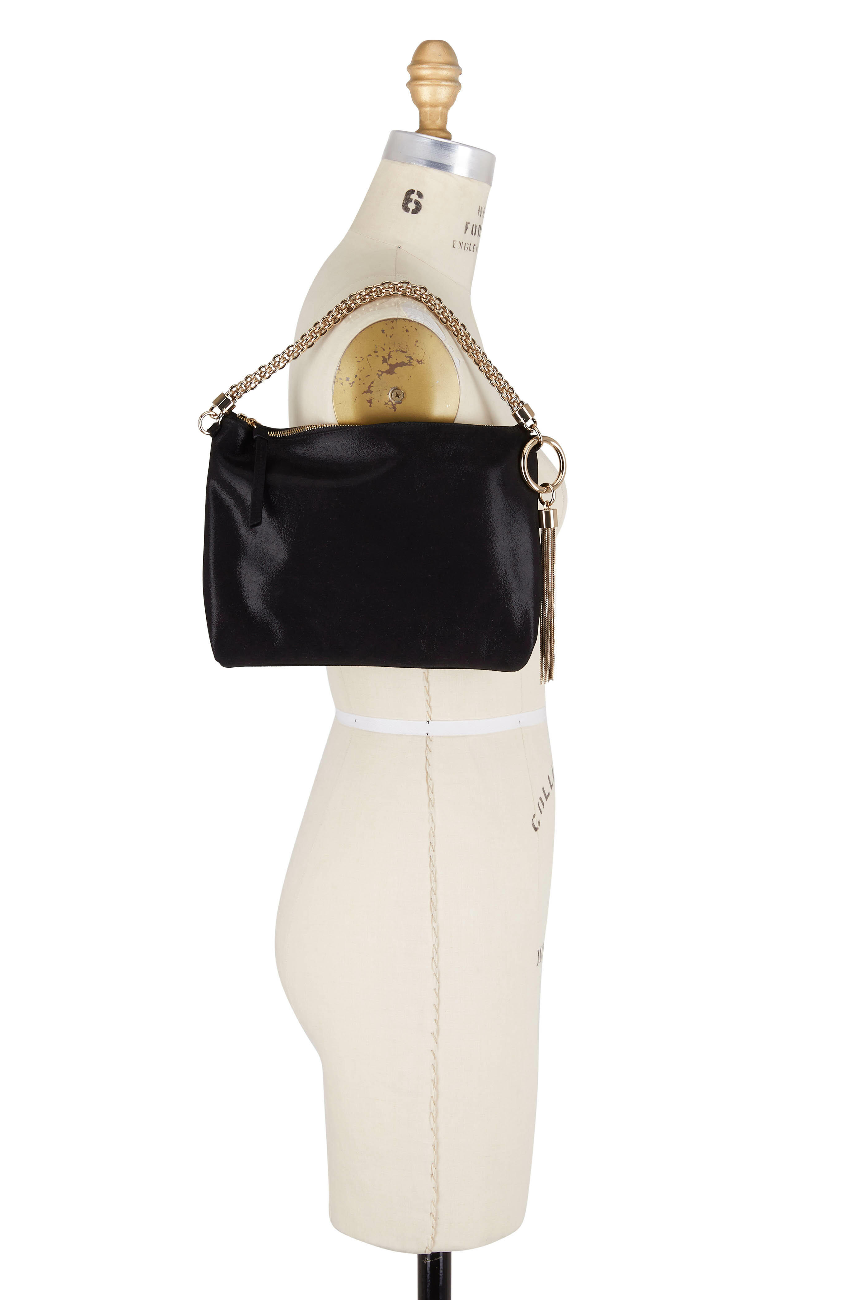 トートバッグ Jimmy Choo Callie' Black Leather Bag CALLIE SHOULDER | Black Leather Shoulder Bag with Jimmy Choo